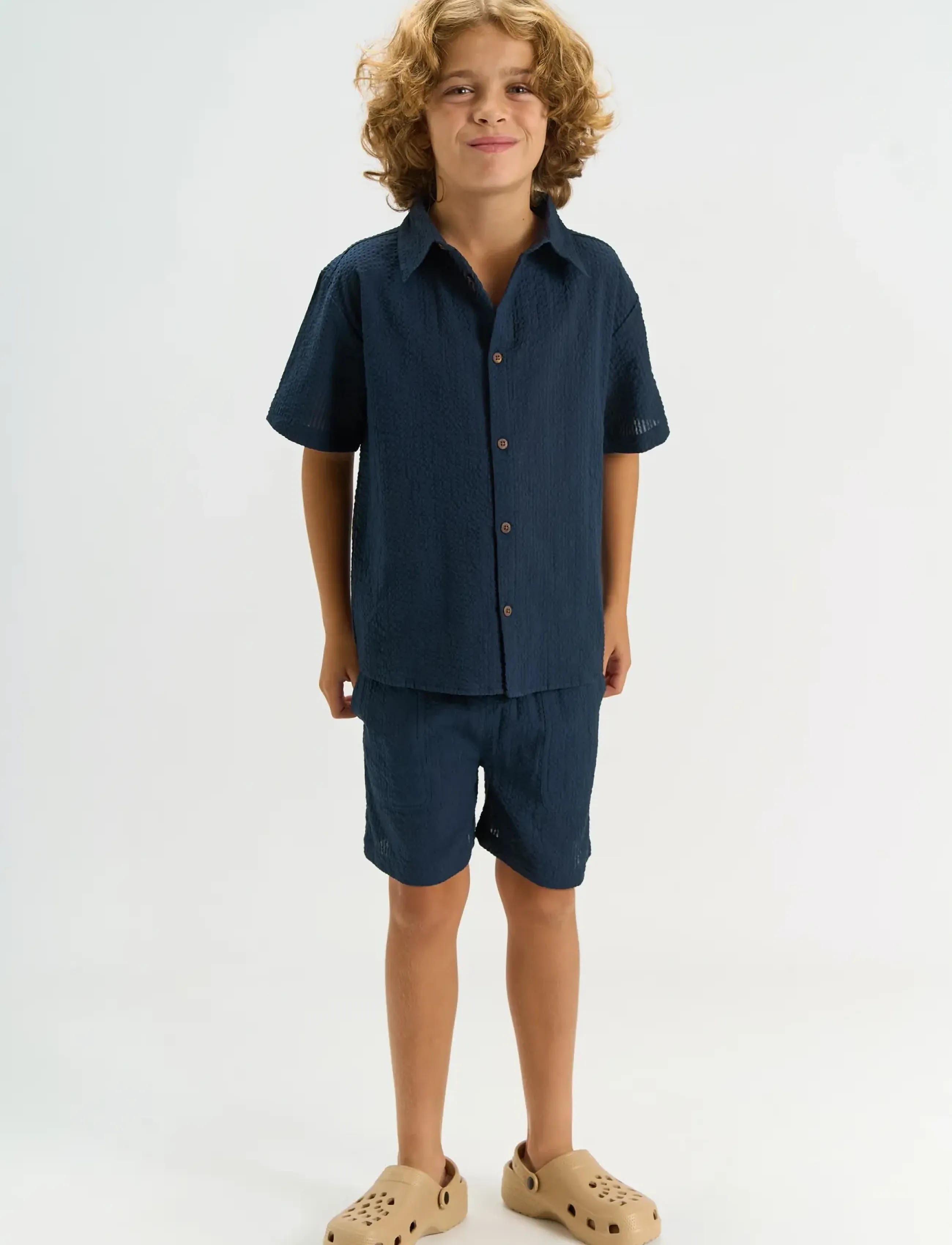 The New Tntim S_S Shirt, 122/128, Shirts, Marineblau - Short-sleeved Kinder