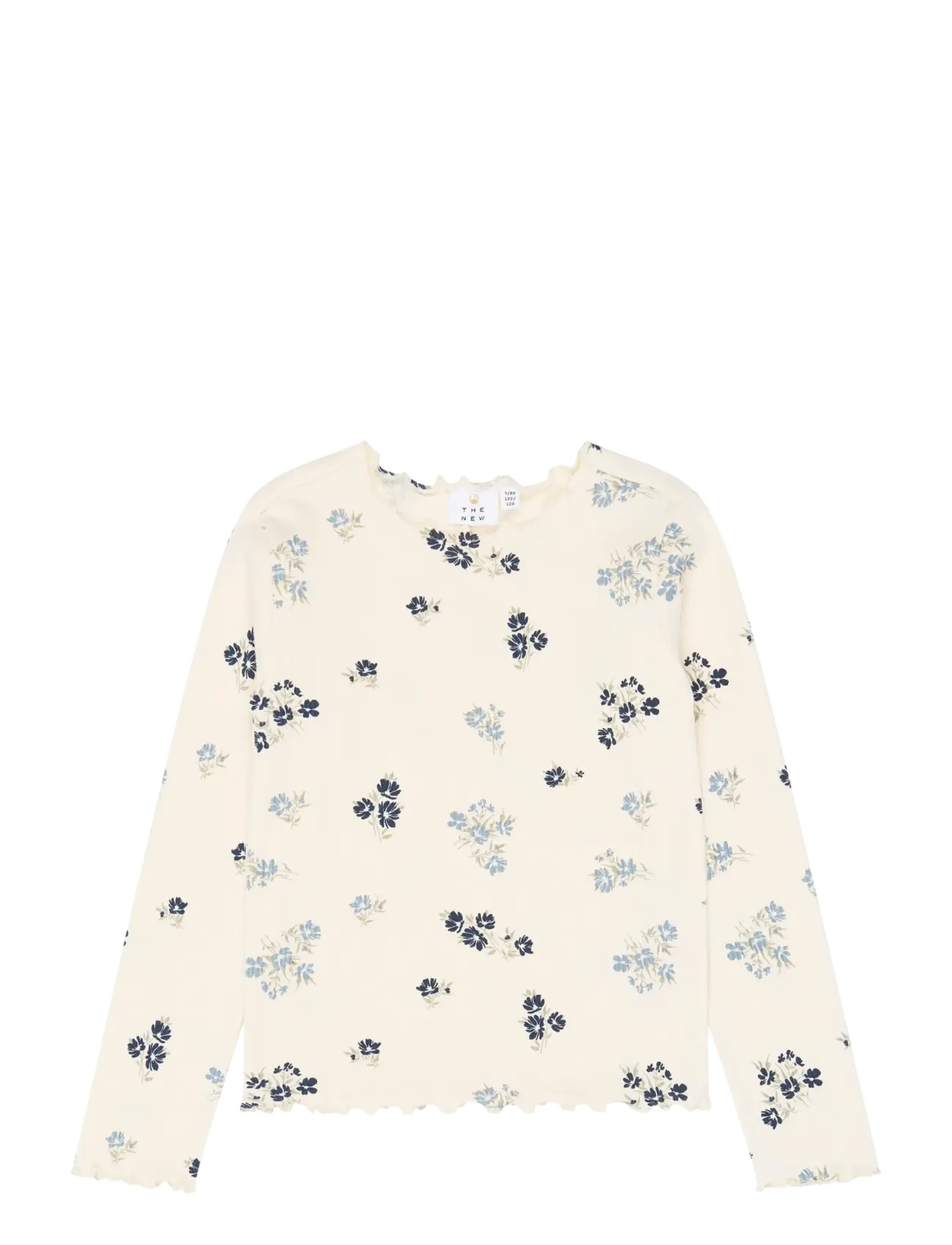 The New TNValentina L_S Rib Tee - The New - GARDENIA AOP / cream