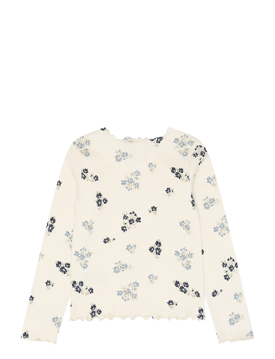 The New - TNValentina L_S Rib Tee - langærmede t-shirts - gardenia aop - 2