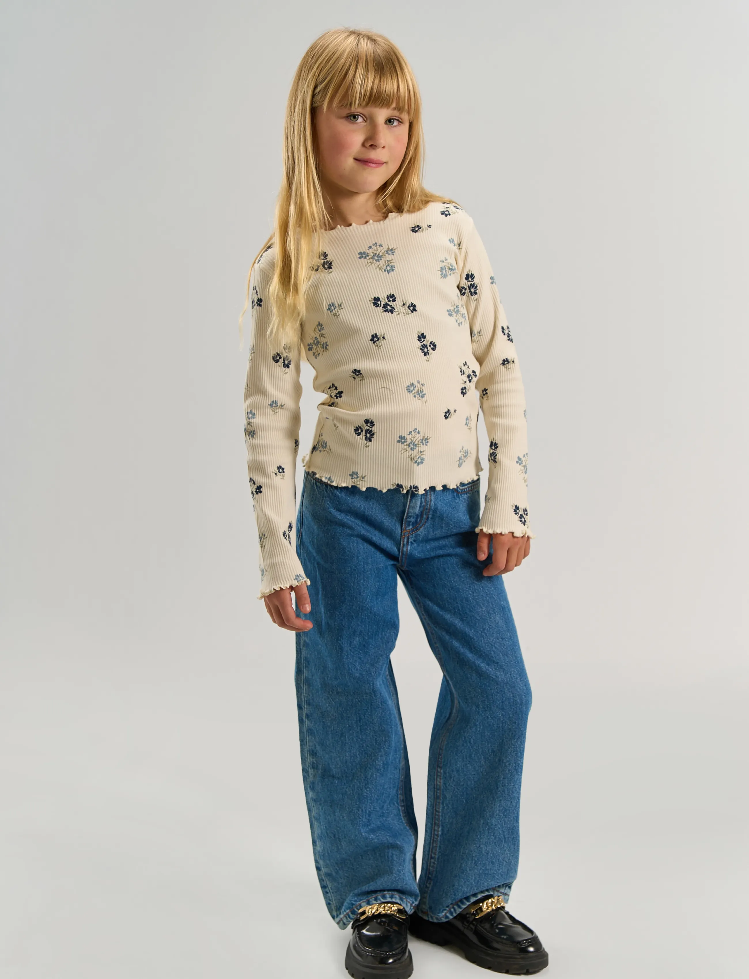 The New Tnvalentina L_S Rib Tee, 158/164, T-shirts, Creme - Long-sleeved Kinder