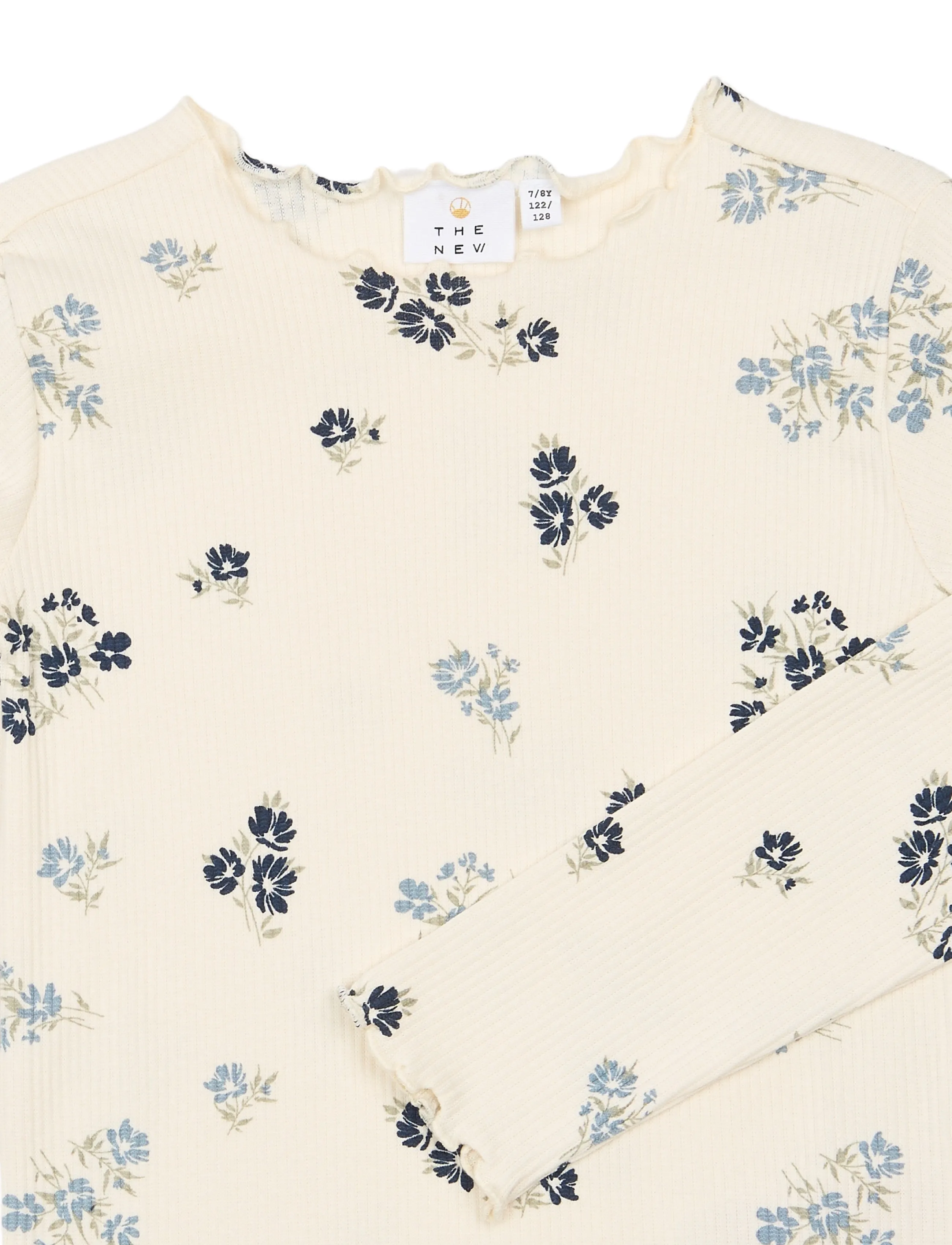 The New - TNValentina L_S Rib Tee - langærmede t-shirts - gardenia aop - 4