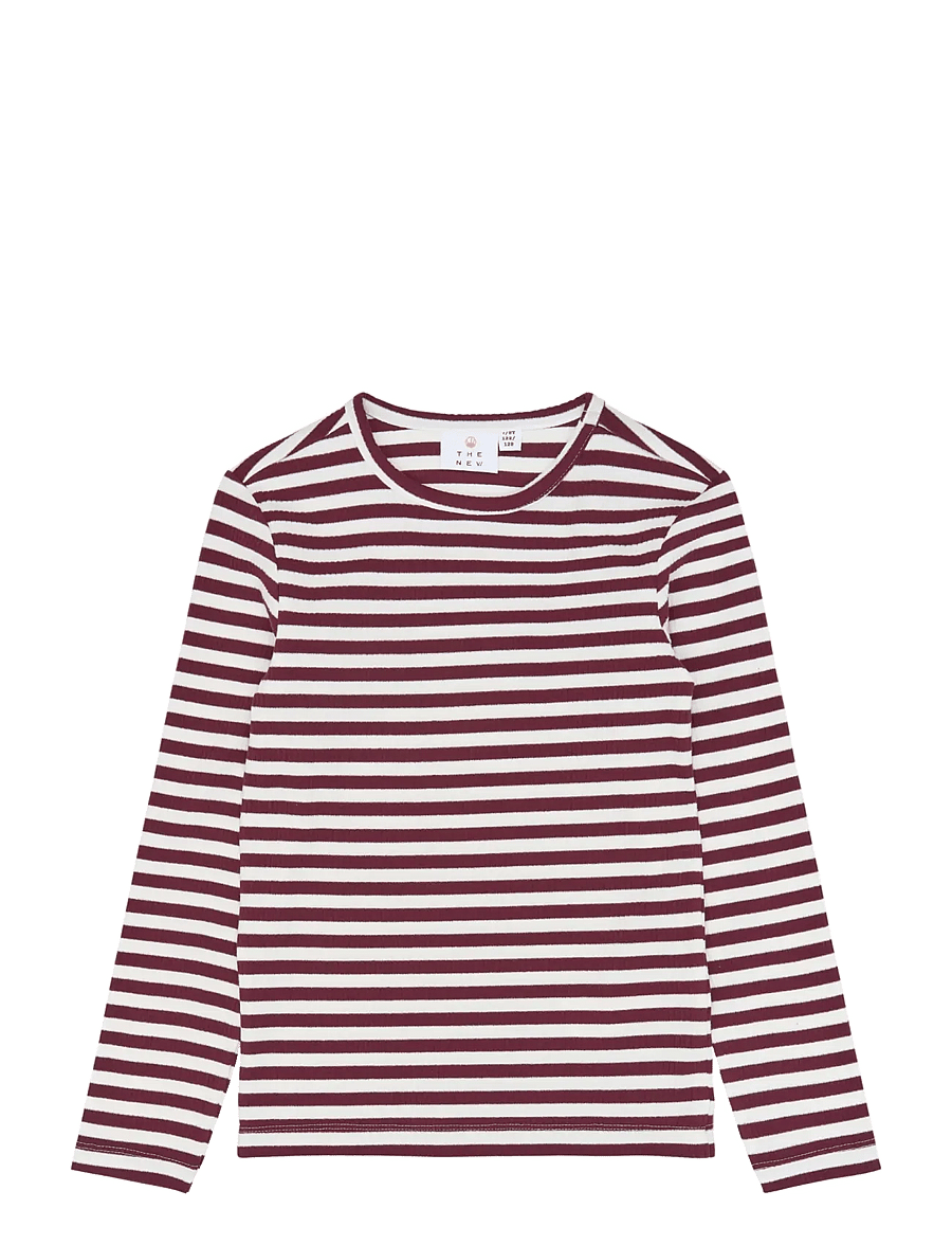 The New - TNMoore L_S Rib Tee - långärmade t-shirts - gardenia striped - 1