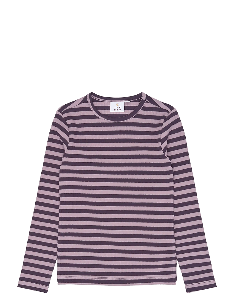 The New - TNMoore L_S Rib Tee - långärmade t-shirts - sweet grape striped tn - 0