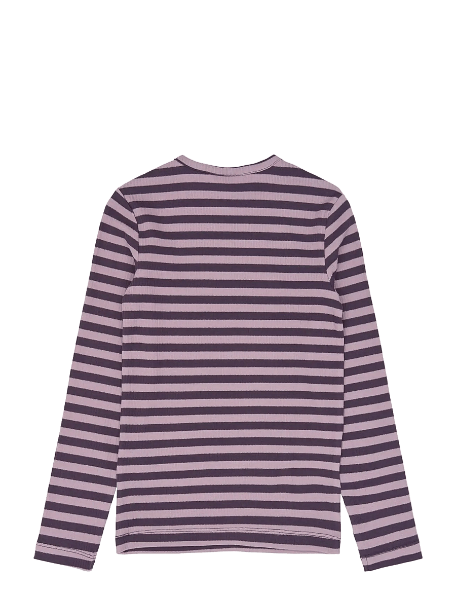 The New - TNMoore L_S Rib Tee - långärmade t-shirts - sweet grape striped tn - 1