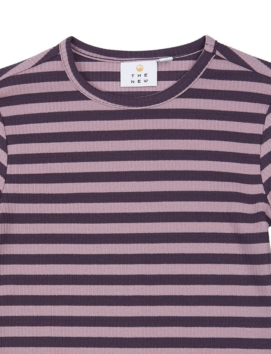The New - TNMoore L_S Rib Tee - långärmade t-shirts - sweet grape striped tn - 2