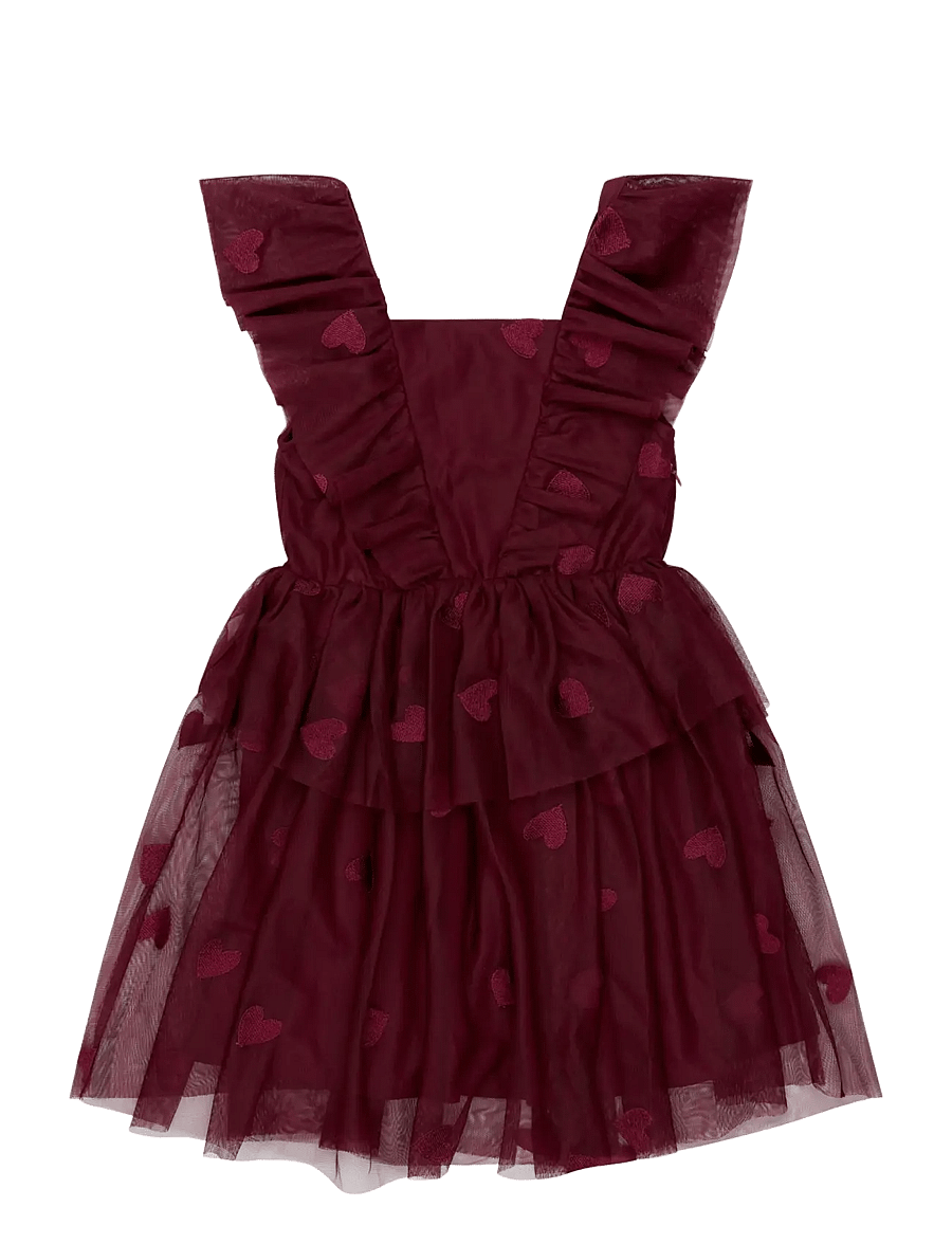 The New - TNVohanna S_L Mesh Dress - varrukateta vabaajakleidid - burgundy emb tn - 0