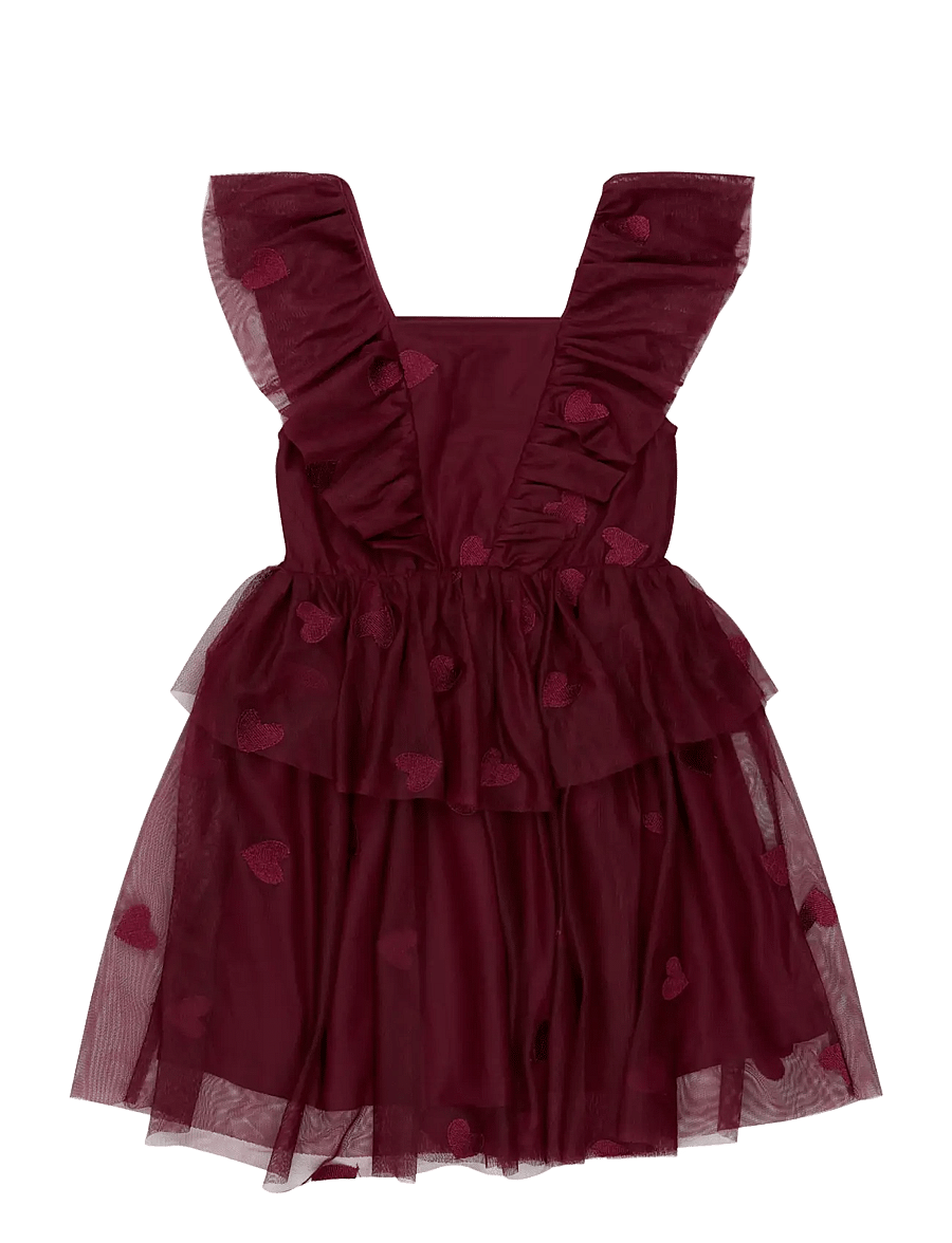 The New - TNVohanna S_L Mesh Dress - varrukateta vabaajakleidid - burgundy emb tn - 1