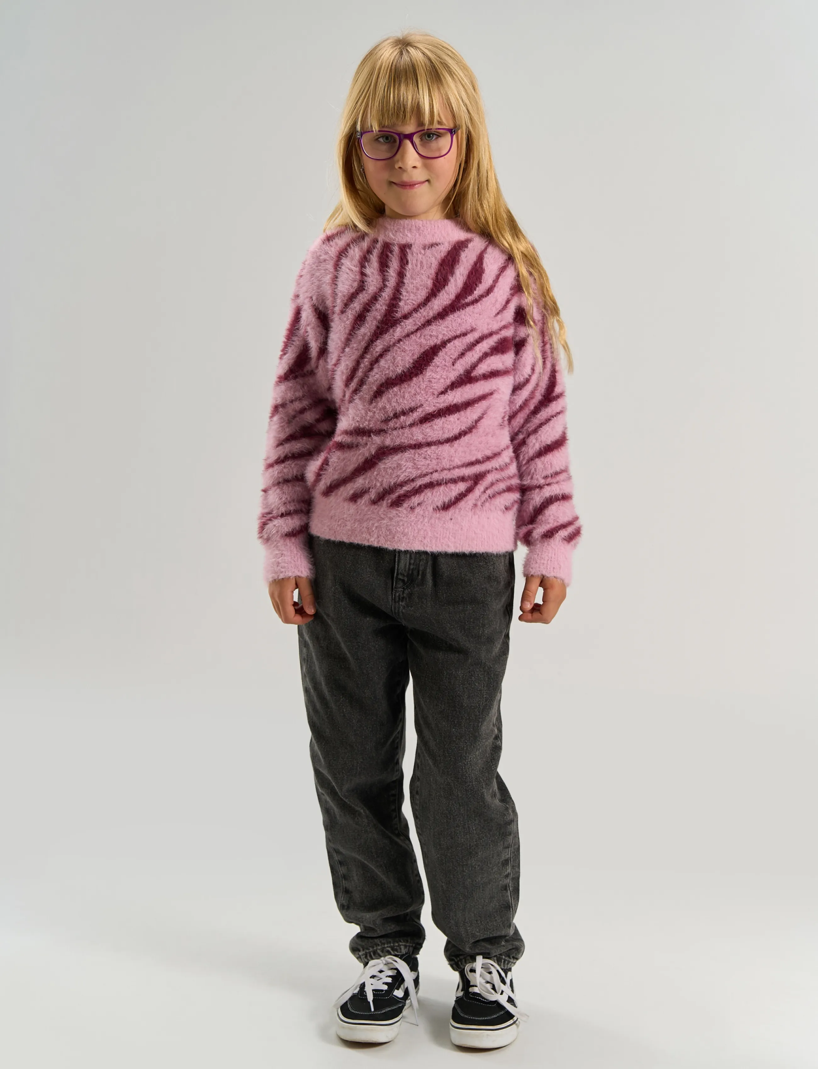 The New Tnvania Jacquard Pullover, 122/128, Pink, Strik > Pullovere, Børn