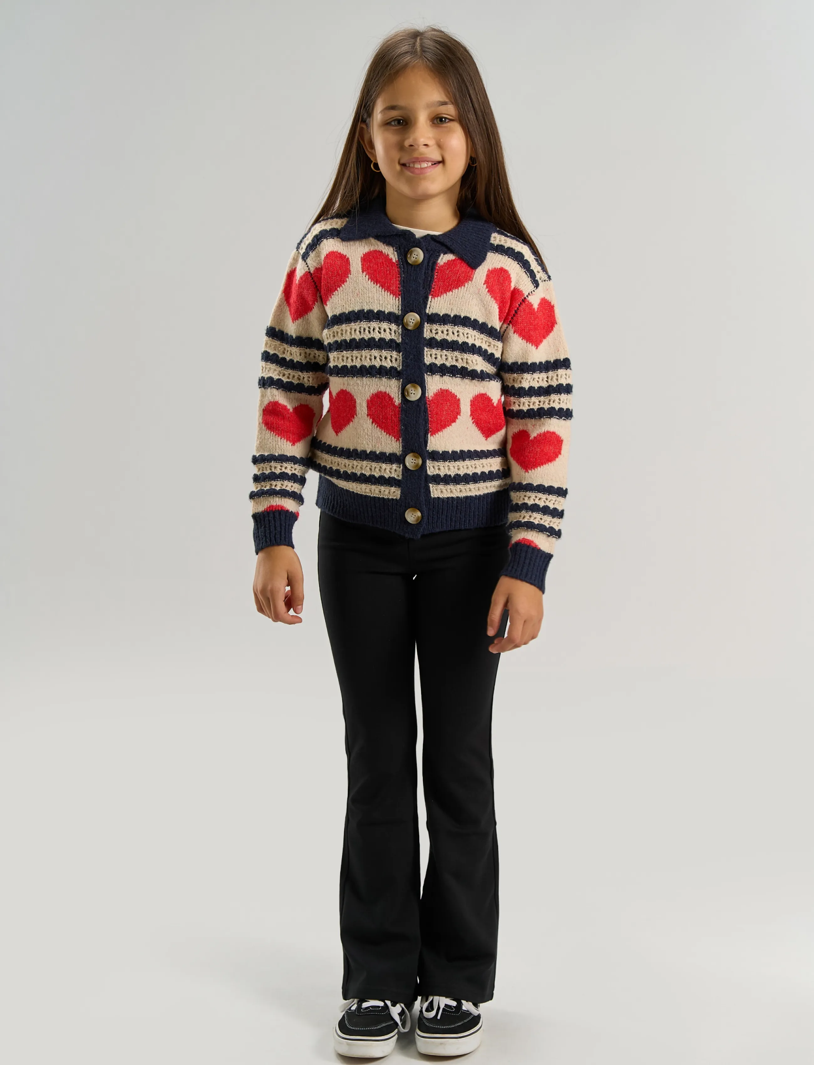 The New Tnvallie Jacquard Cardigan, 146/152, Knitwear, Creme - Cardigans, Kinder