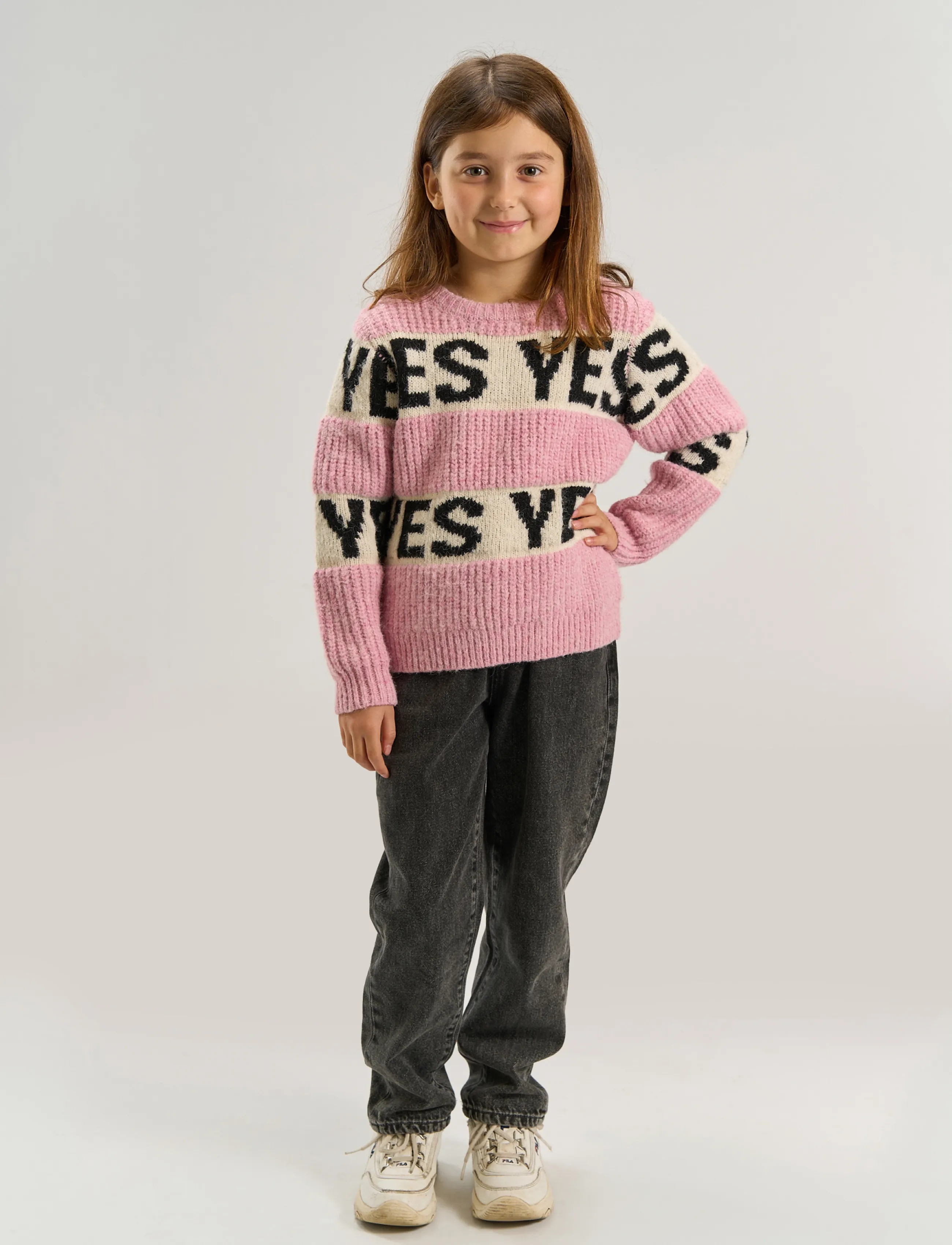 The New Tnvalette Knit Pullover, 122/128, Pink, Strik > Pullovere, Børn