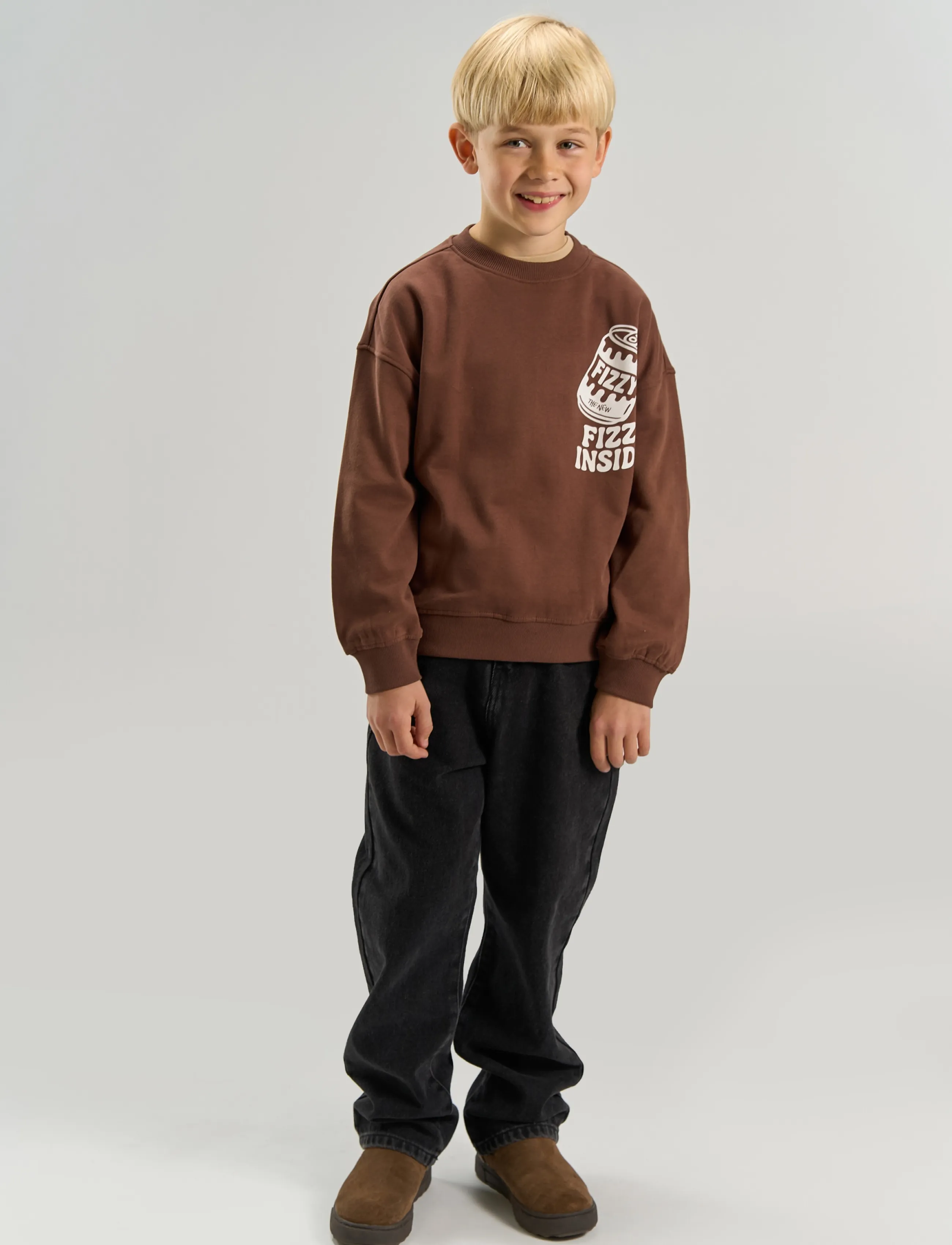 The New Tnvalentino Os Sweatshirt, Børn, Grafisk Sweatshirt, Brun, Str: 158/164