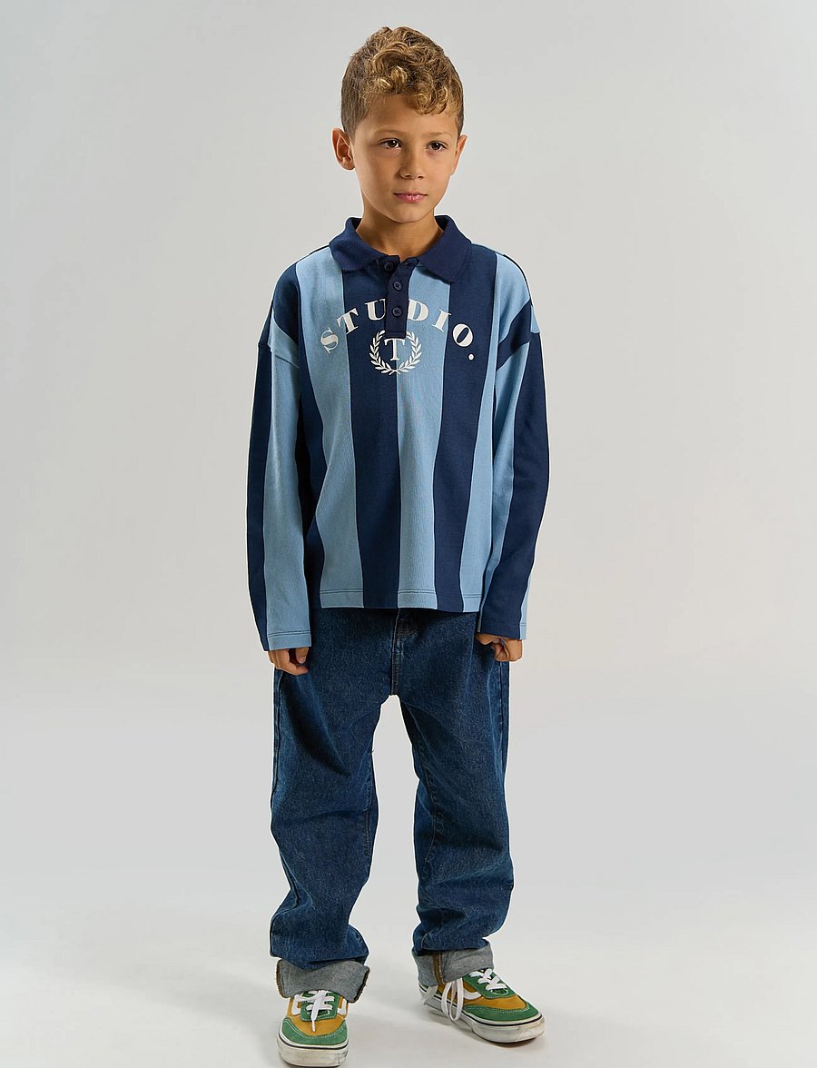 The New - TNVudio OS L_S Polo - langærmede poloer - navy blazer striped - 0