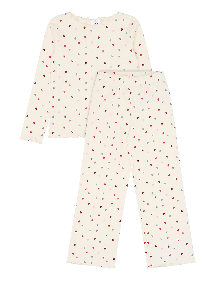 The New - TNVerina L_S Rib Set - pyjamasset - gardenia aop - 0
