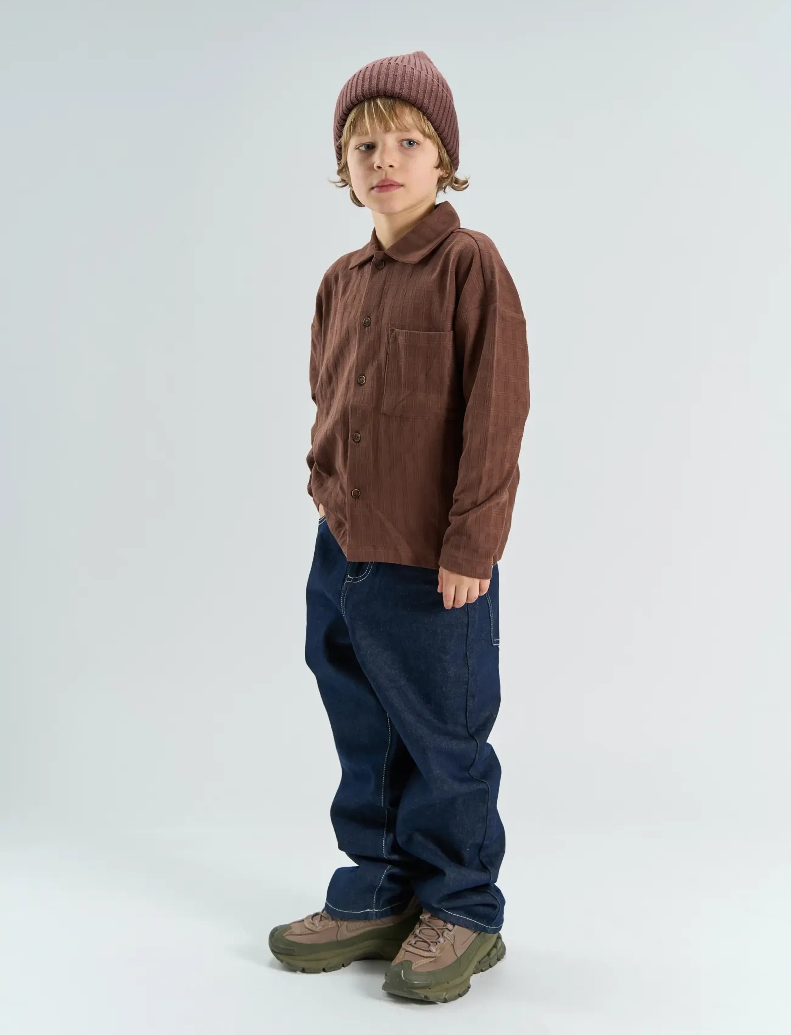 The New TNYoel OS L_S Structured Shirt - Pealissärgid - CHESTNUT / brown