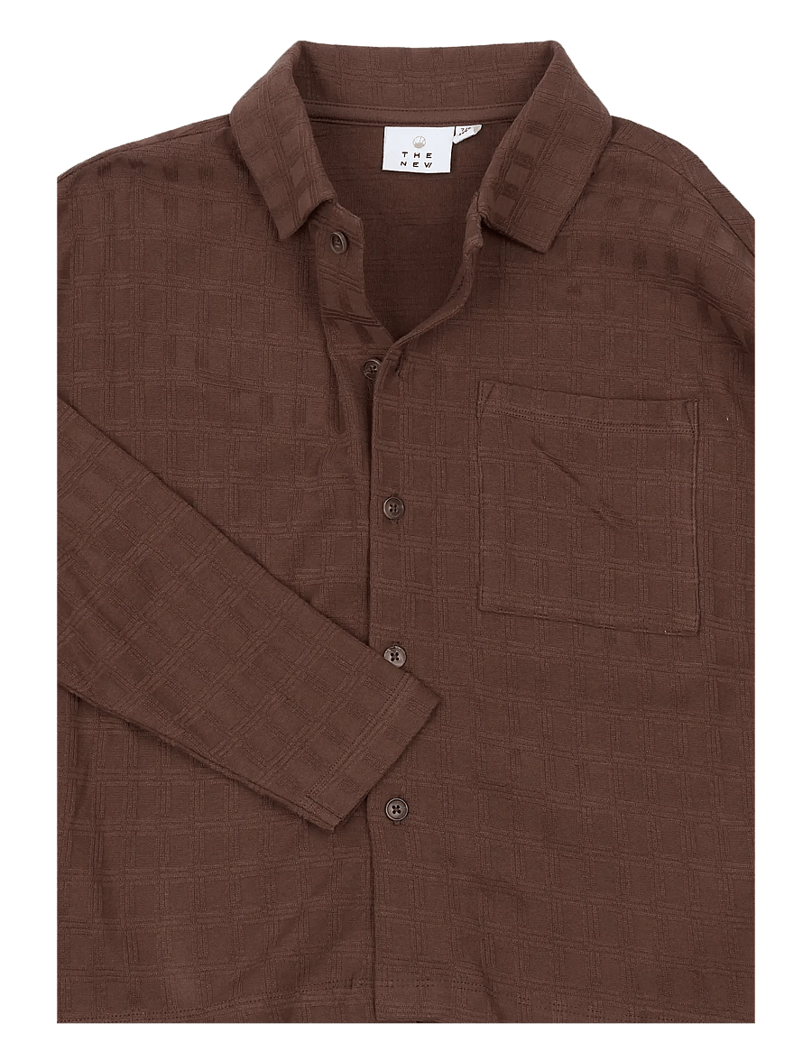 The New - TNYoel OS L_S Structured Shirt - dressipluusid - chestnut - 3