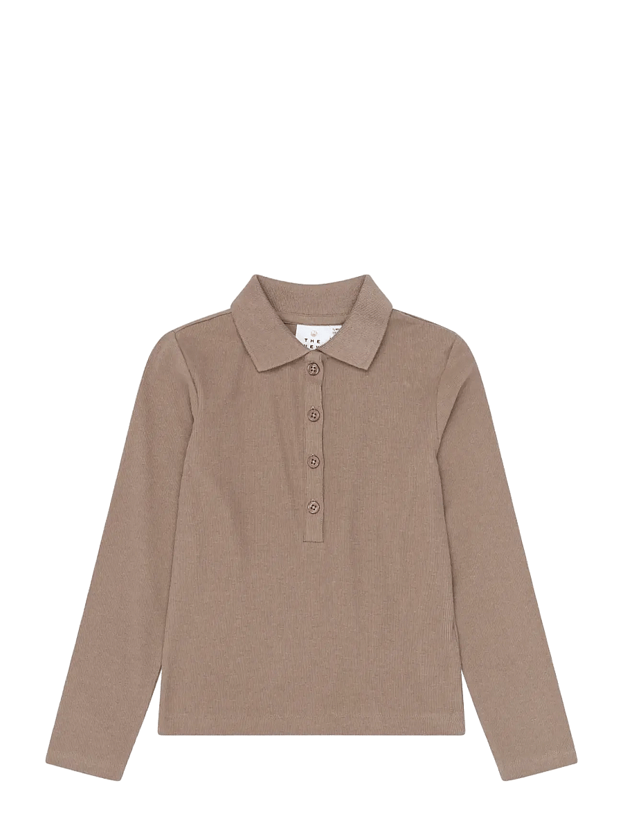 The New - TNYuta L_S Rib Polo - langärmelig poloshirt - taupe gray tn - 1
