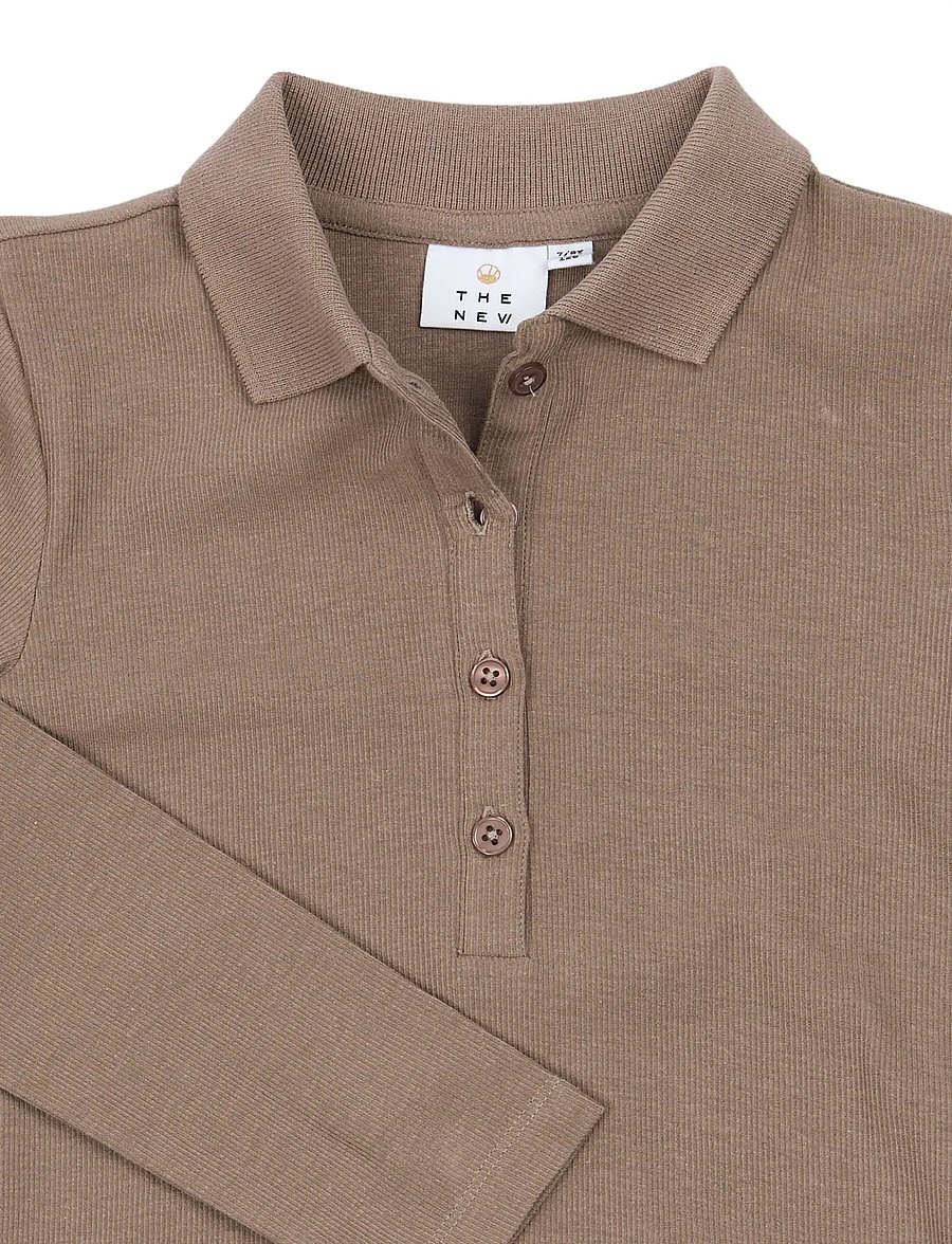 The New - TNYuta L_S Rib Polo - langärmelig poloshirt - taupe gray tn - 4