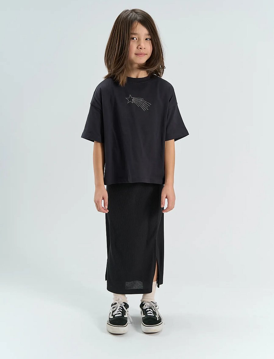 The New - TNYvette Long Glitter Skirt - maksiseelikud - black beauty - 0