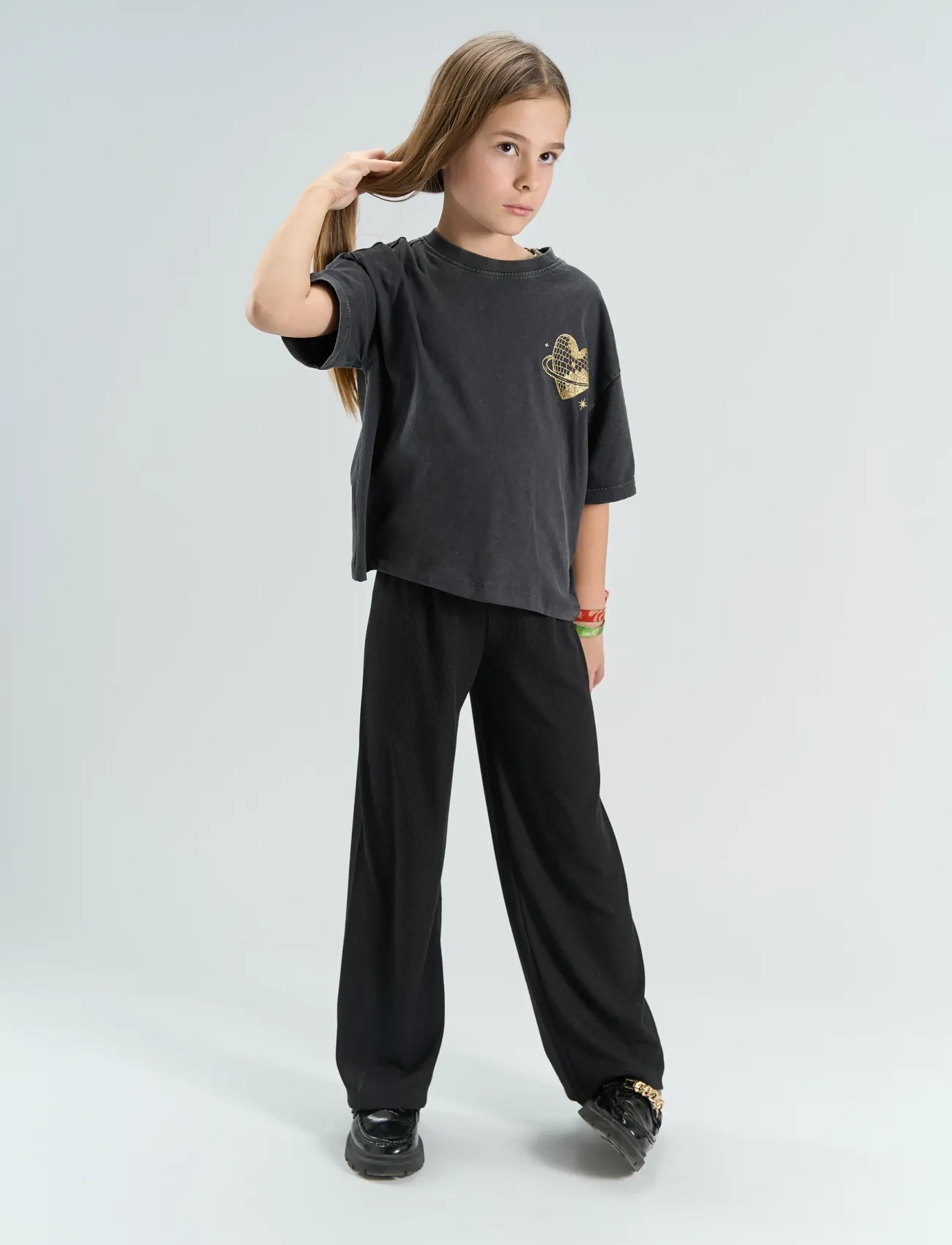 The New TNYvette Wide Glitter Pants - Hosen - BLACK BEAUTY / black