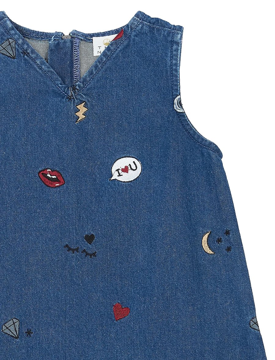 The New - TNYamila S_L Denim Dress - Ärmlösa vardagsklänningar - medium blue denim - 4