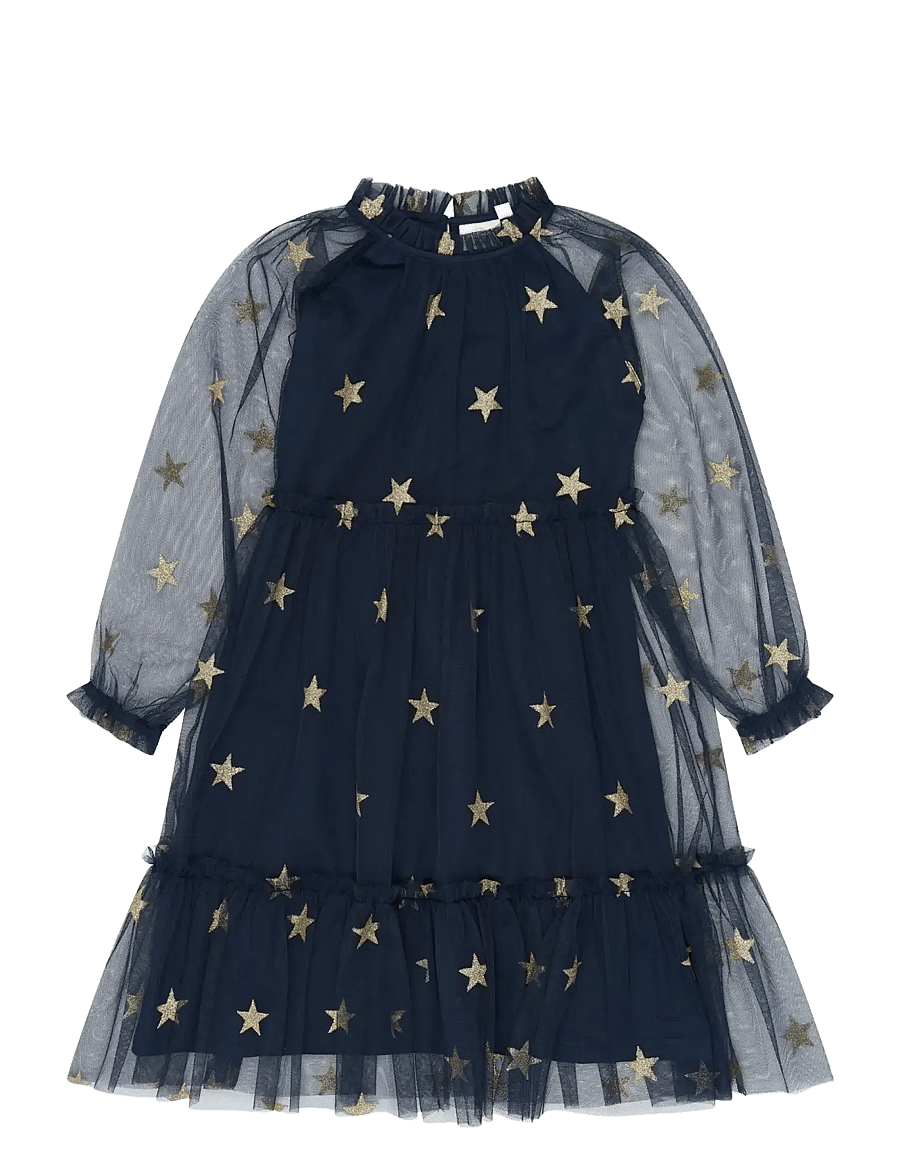 The New - TNYudelle Mesh L_S Dress - peokleidid - navy blazer aop - 1