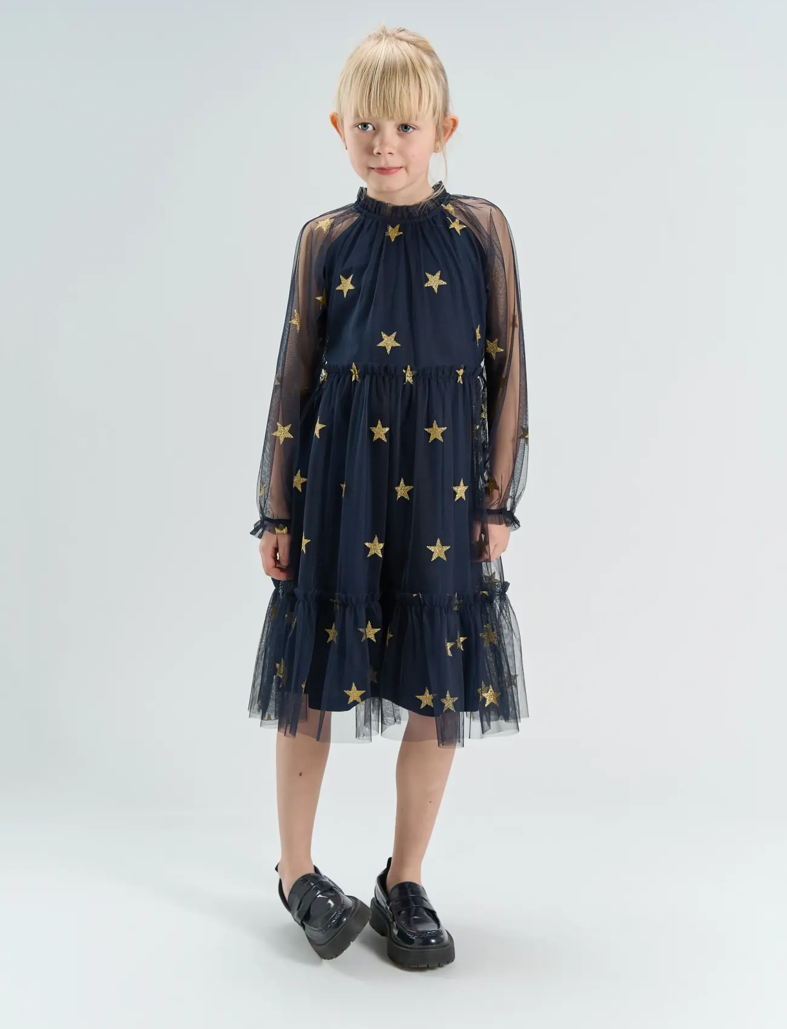 The New - TNYudelle Mesh L_S Dress - peokleidid - navy blazer aop - 0