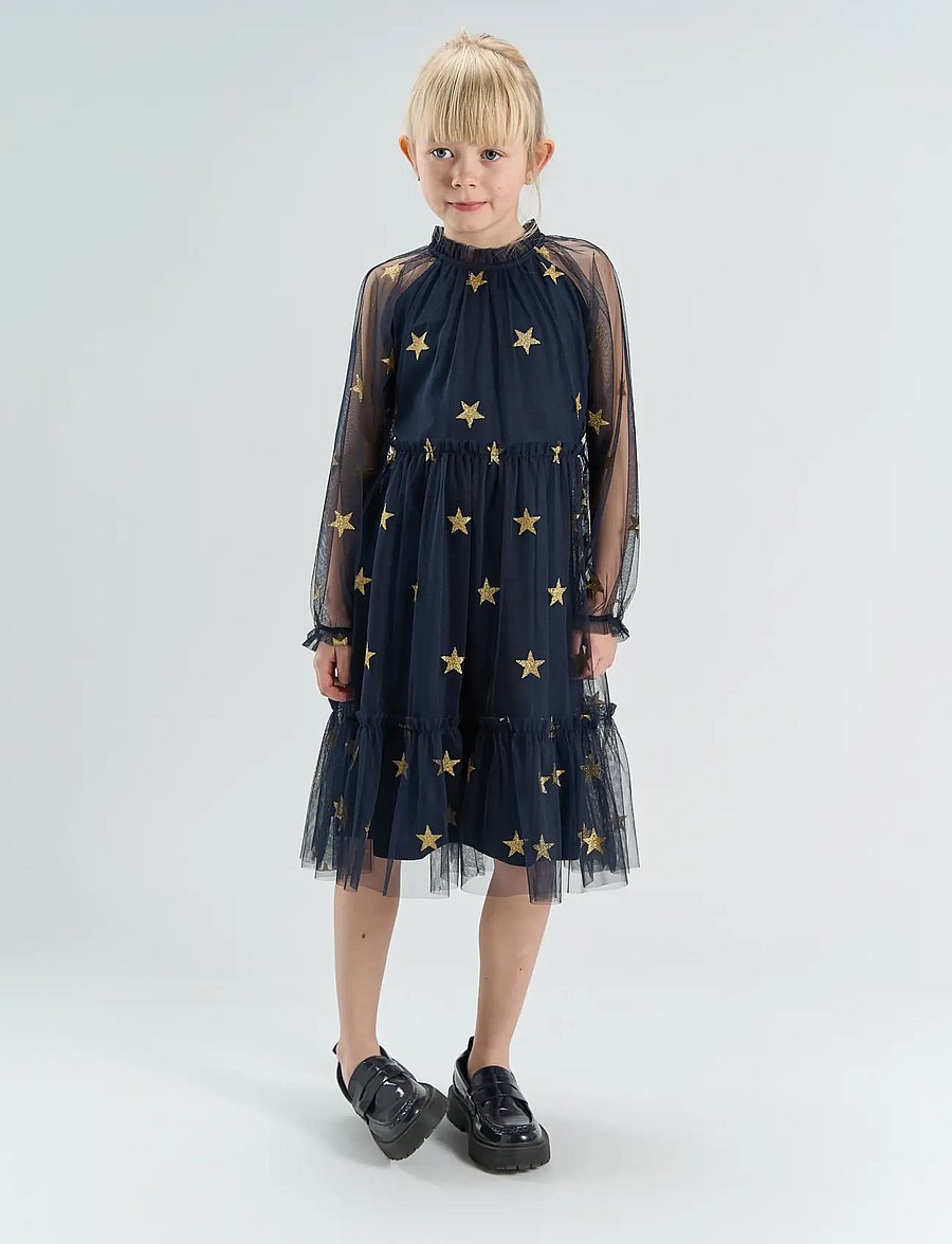The New - TNYudelle Mesh L_S Dress - peokleidid - navy blazer aop - 0