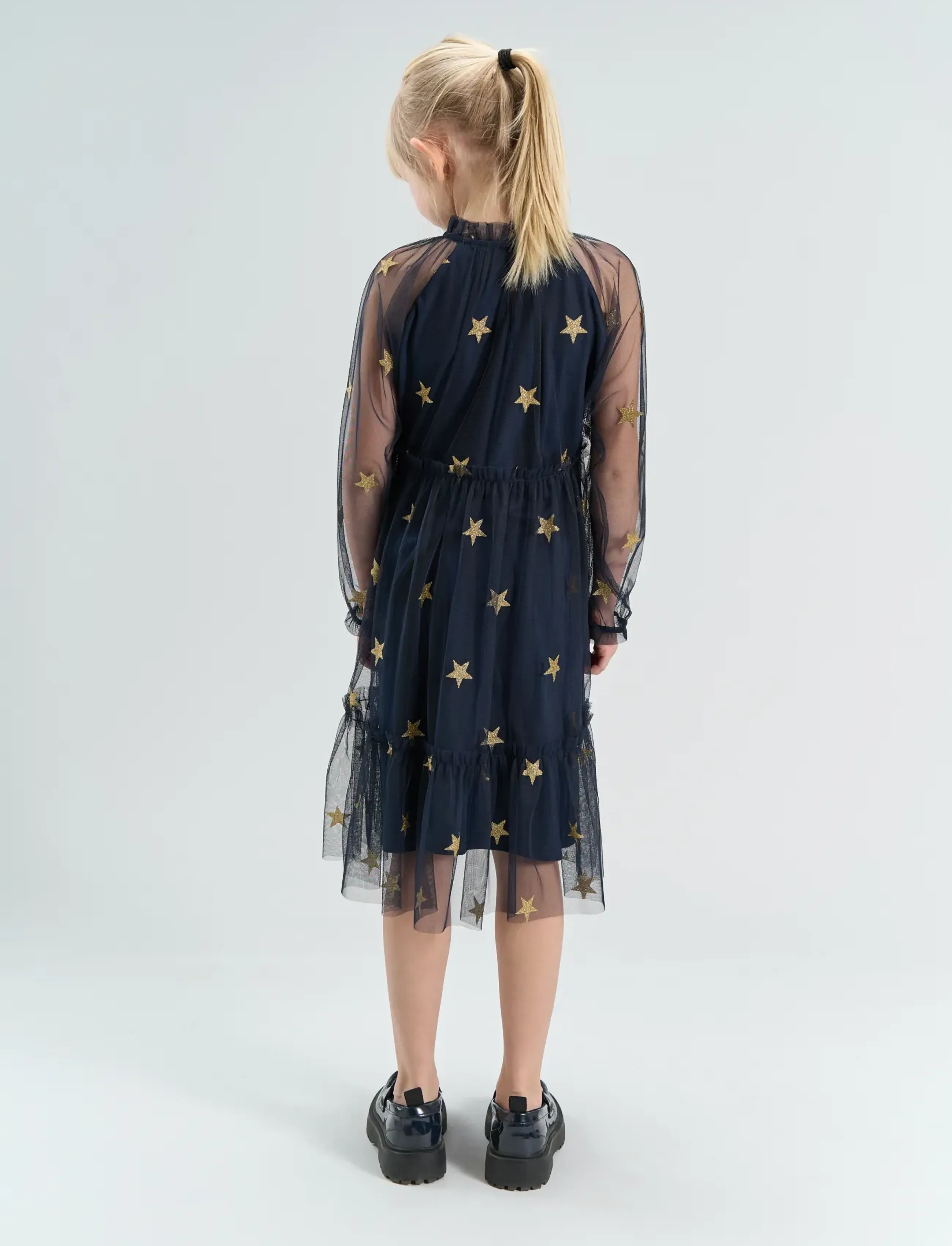 The New - TNYudelle Mesh L_S Dress - peokleidid - navy blazer aop - 3