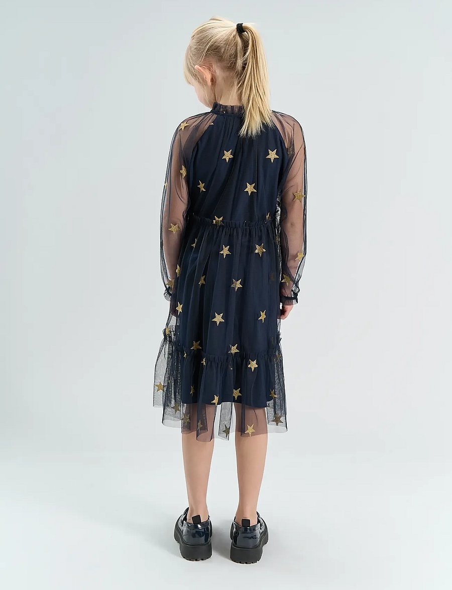 The New - TNYudelle Mesh L_S Dress - peokleidid - navy blazer aop - 3