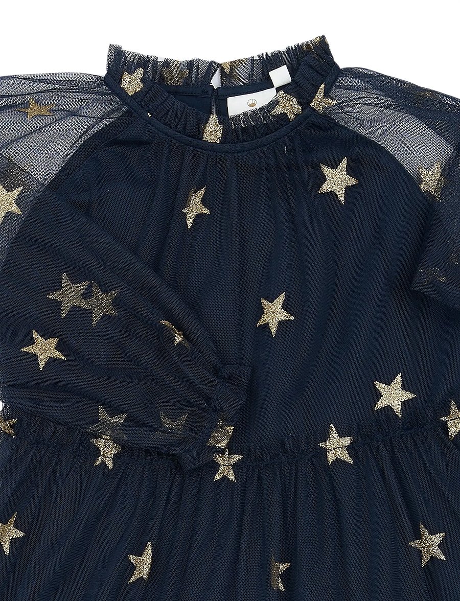 The New - TNYudelle Mesh L_S Dress - peokleidid - navy blazer aop - 4