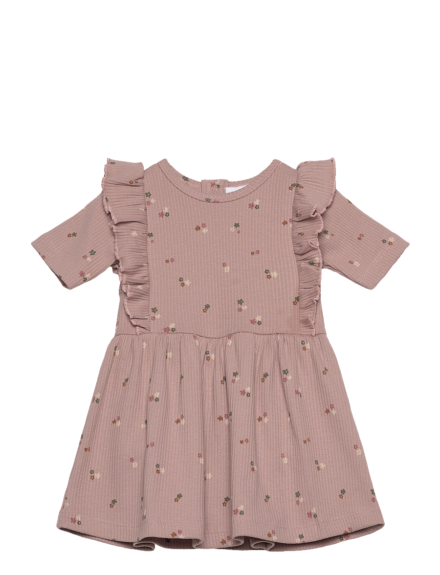 The New - TNSBOdelia S_S Rib Bodydress - kurzärmelige babykleider - adobe rose aop - 0