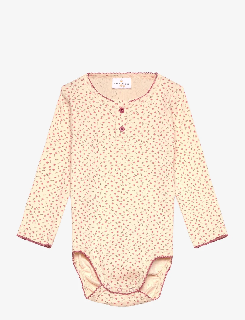 The New - TNSBOdette L_S Pointelle Body - långärmade bodies - white swan aop - 0