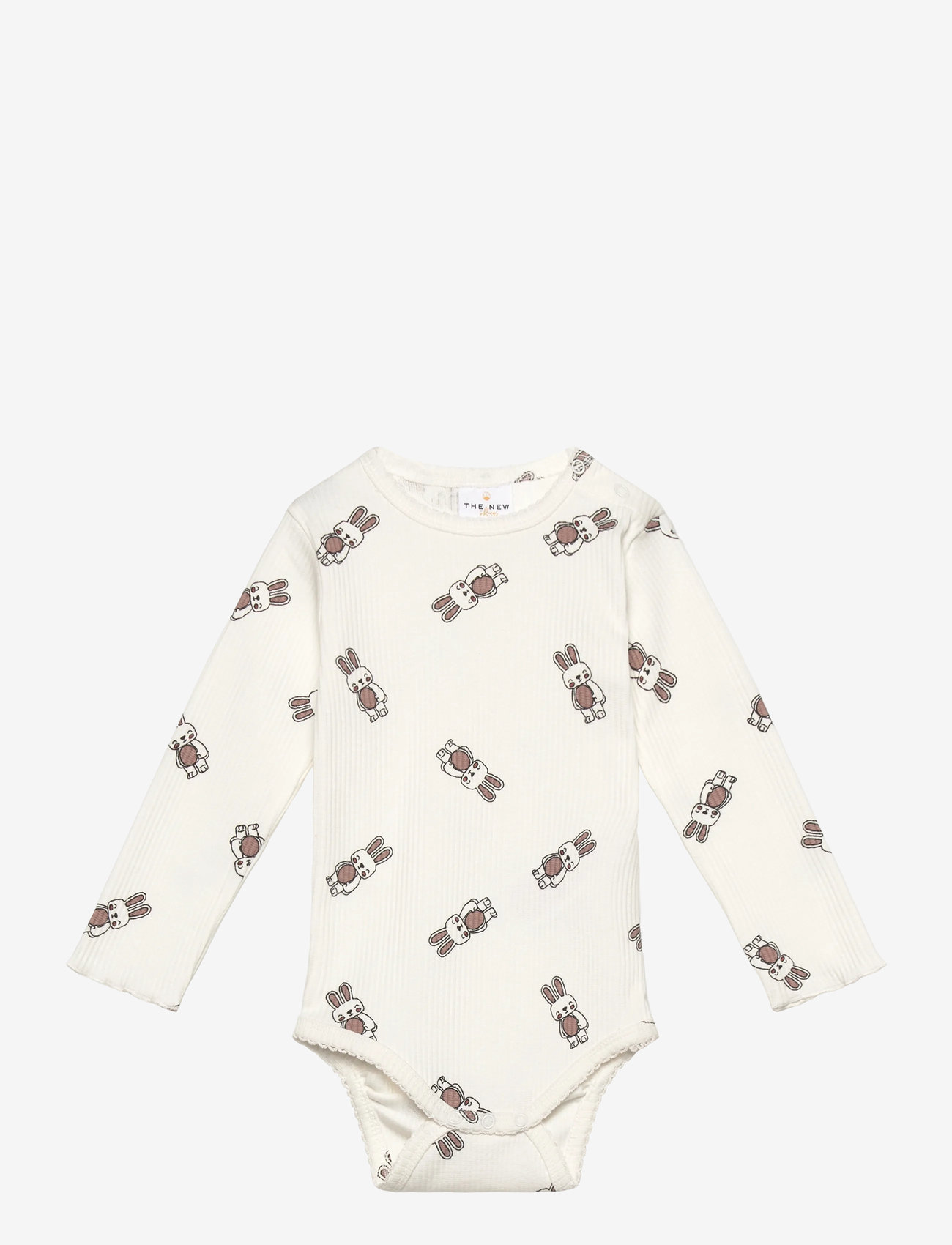 The New - TNSBPippa L_S Rib Body - langærmede bodyer - cloud dancer aop - 0