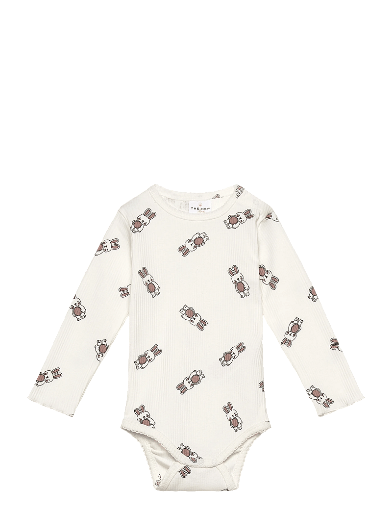 The New - TNSBPippa L_S Rib Body - langærmede bodyer - cloud dancer aop - 0