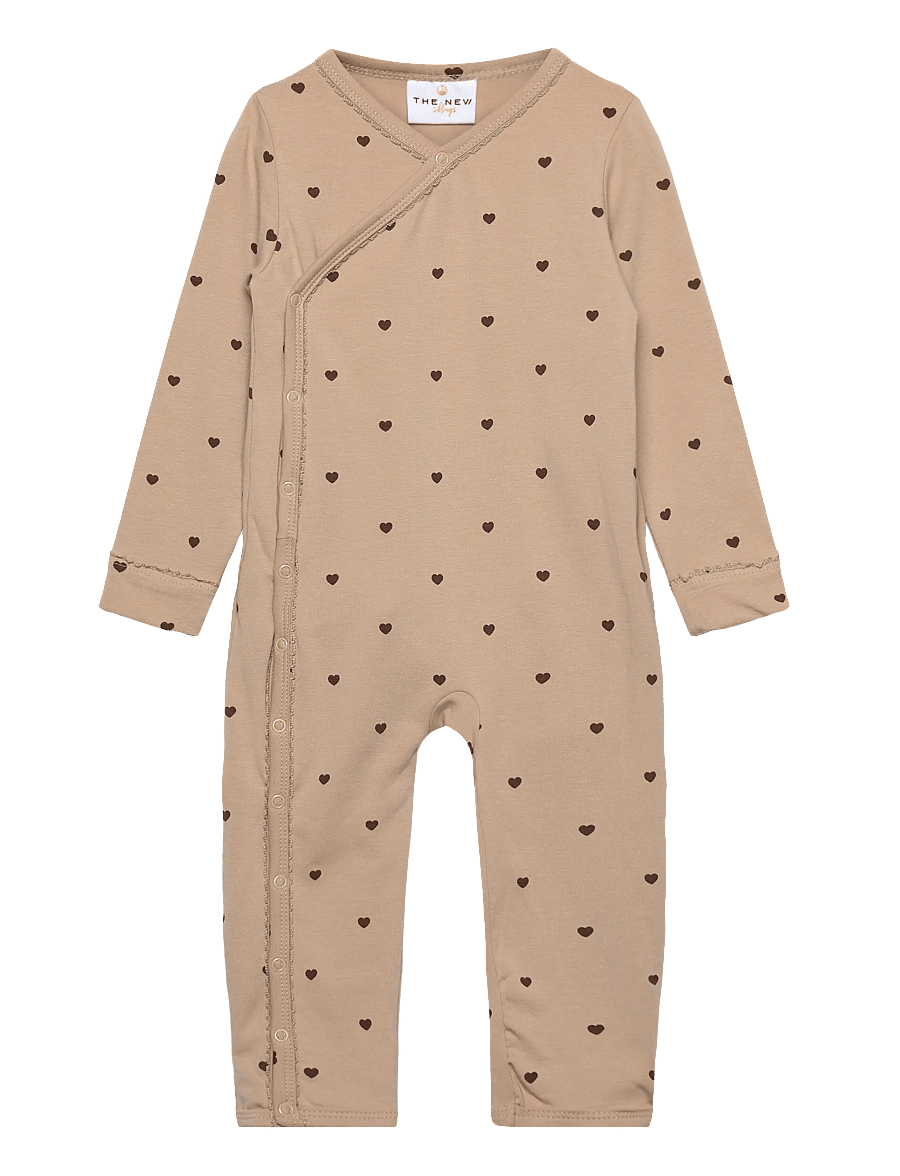 The New - TNSBNova L_S Wrap Jumpsuit - langærmede heldragter - humus aop - 0
