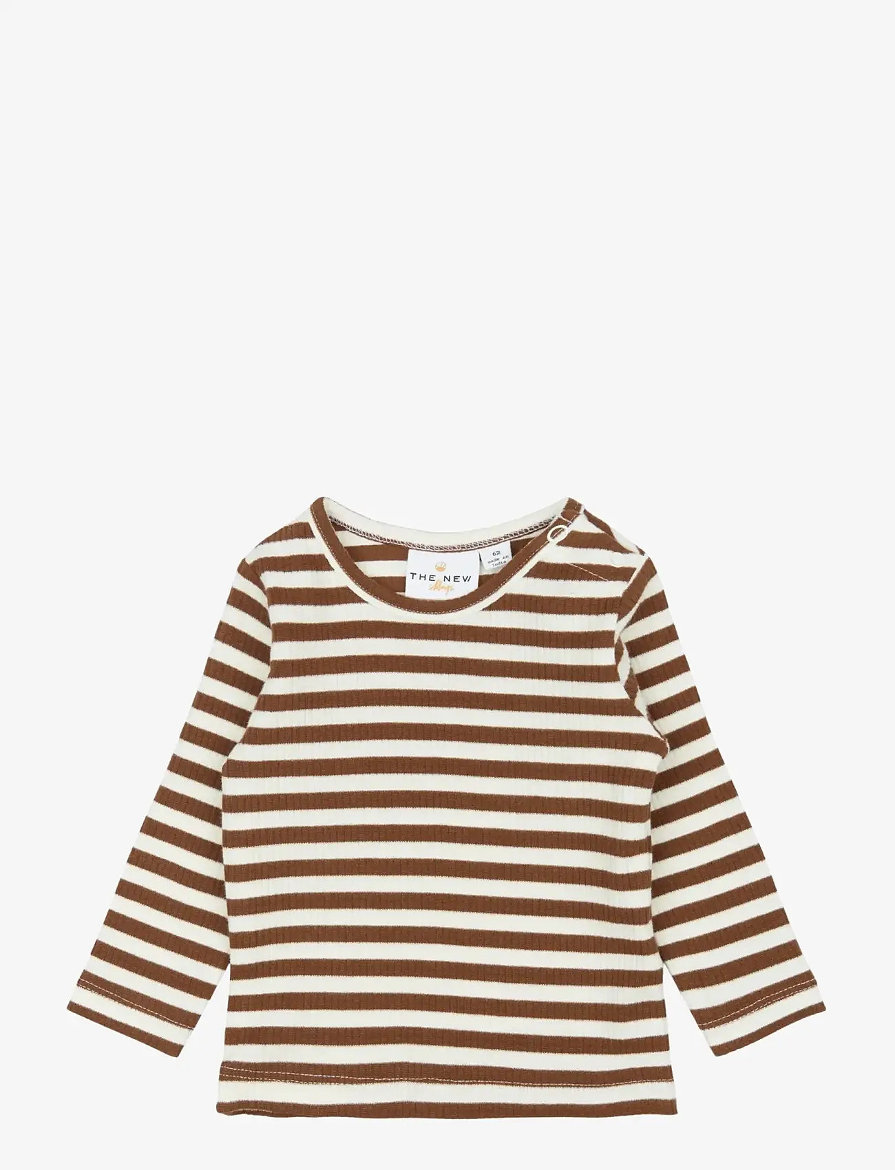 The New - TNSBFro L_S Rib Tee - langærmede t-shirts - toffee striped - 0