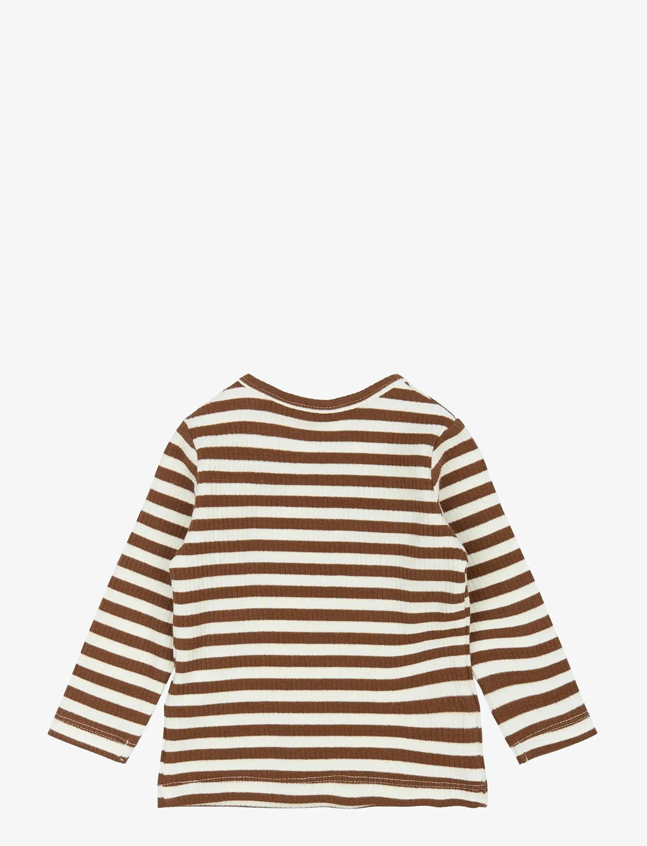 The New - TNSBFro L_S Rib Tee - langærmede t-shirts - toffee striped - 1
