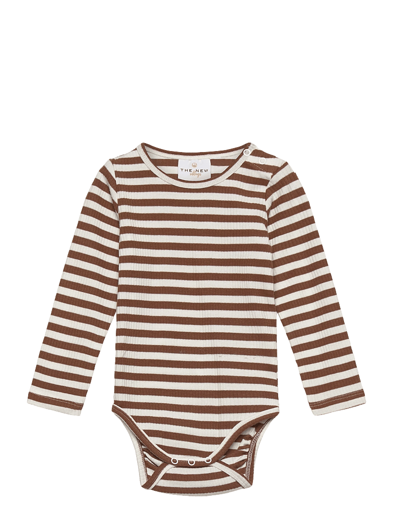 The New - TNSBFro L_S Rib Body - langærmede bodyer - toffee striped - 0
