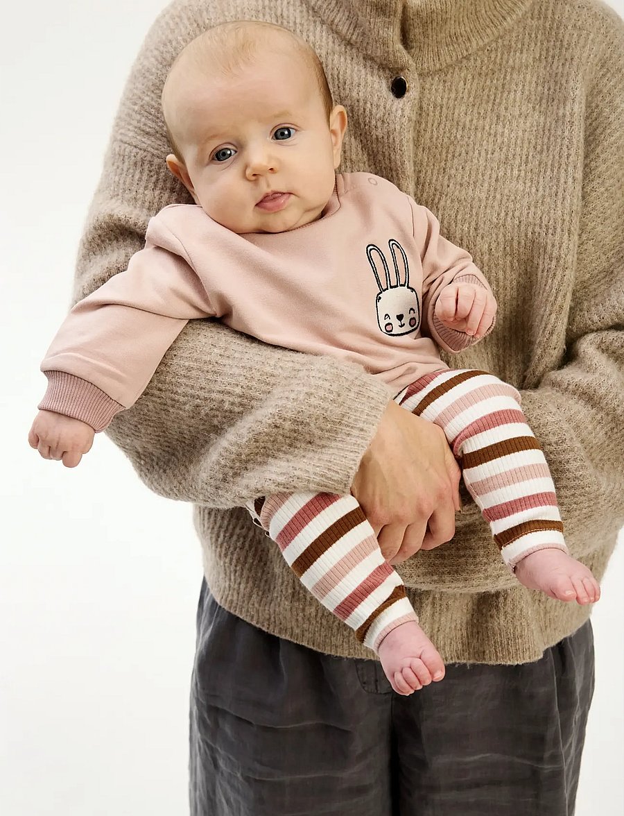 The New - TNSBPama Rib Leggings - leggings - withered rose striped - 0