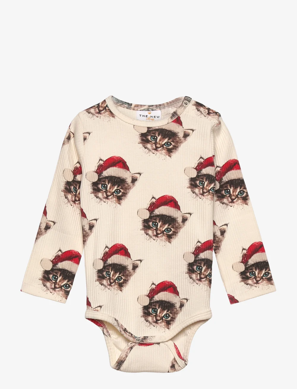 The New - TNSBHoliday L_S Rib Body - langärmelige bodys - gardenia cat aop - 0