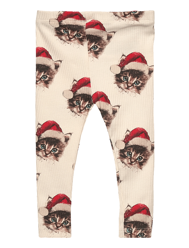 The New - TNSBHoliday Rib Leggings - retuusid - gardenia cat aop - 1