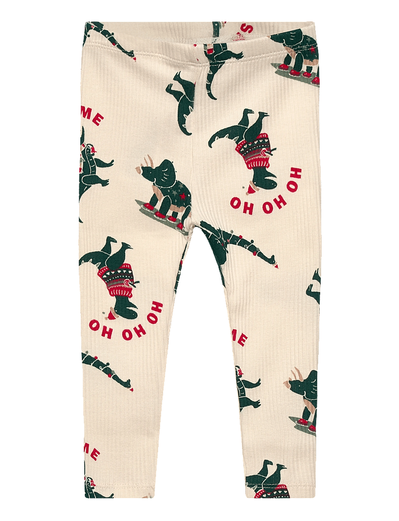 The New - TNSBHoliday Rib Leggings - leggings - gardenia dino aop - 0