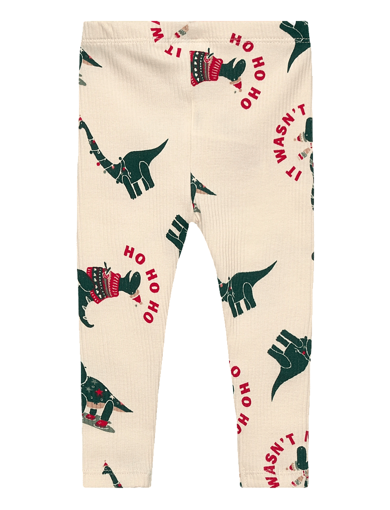 The New - TNSBHoliday Rib Leggings - leggings - gardenia dino aop - 1