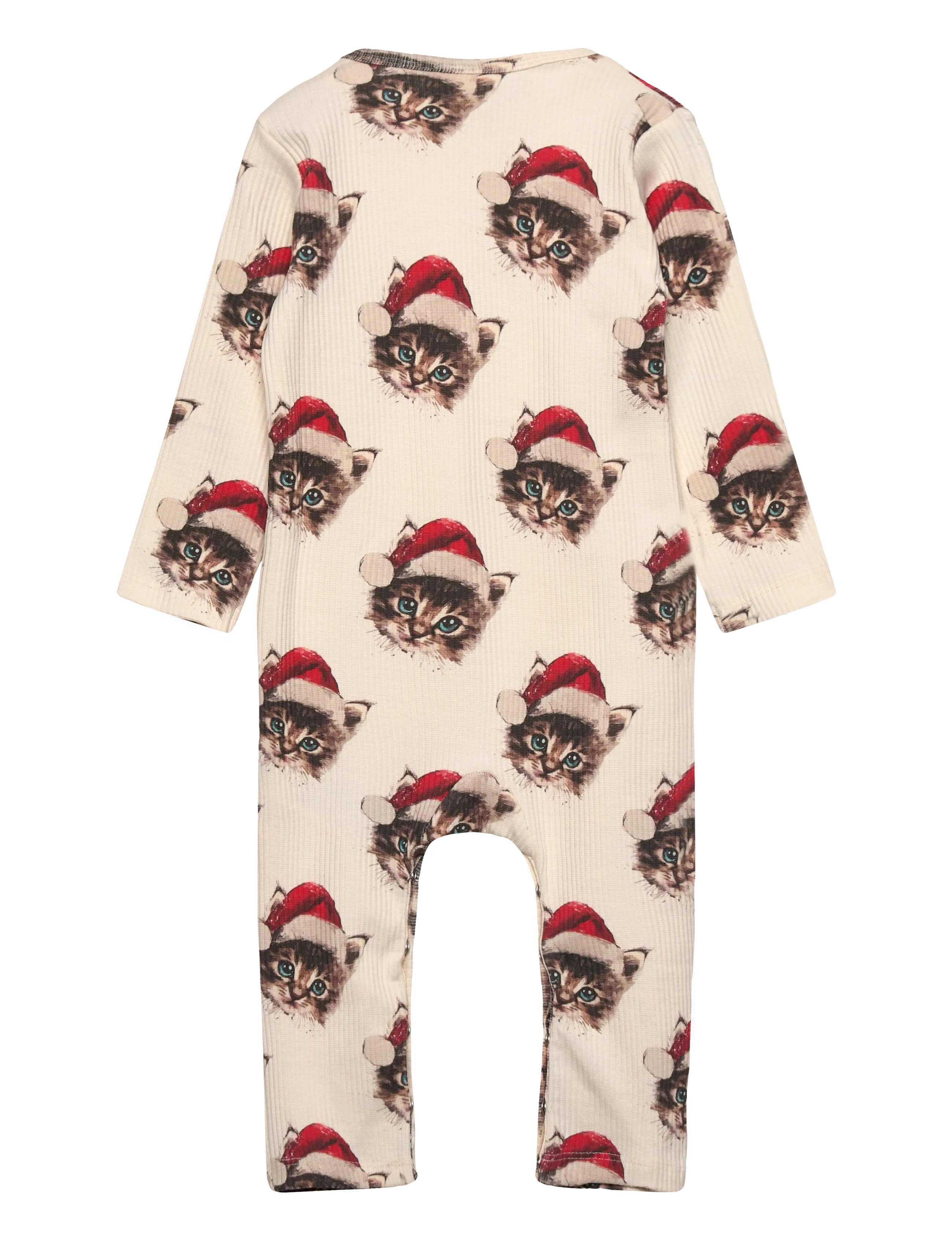 The New - TNSBHoliday L_S Rib Jumpsuit - gardenia cat aop - 1