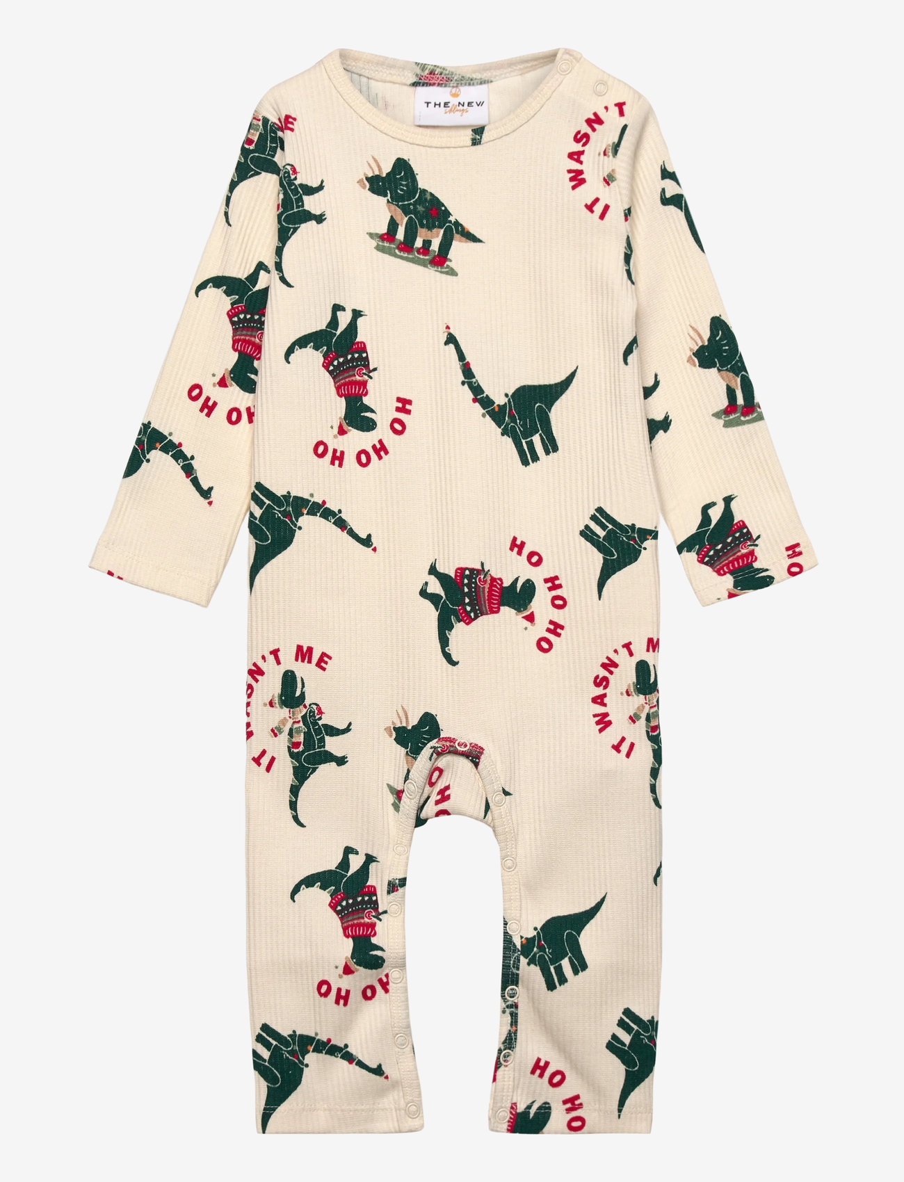 The New - TNSBHoliday L_S Rib Jumpsuit - langærmede heldragter - gardenia dino aop - 0