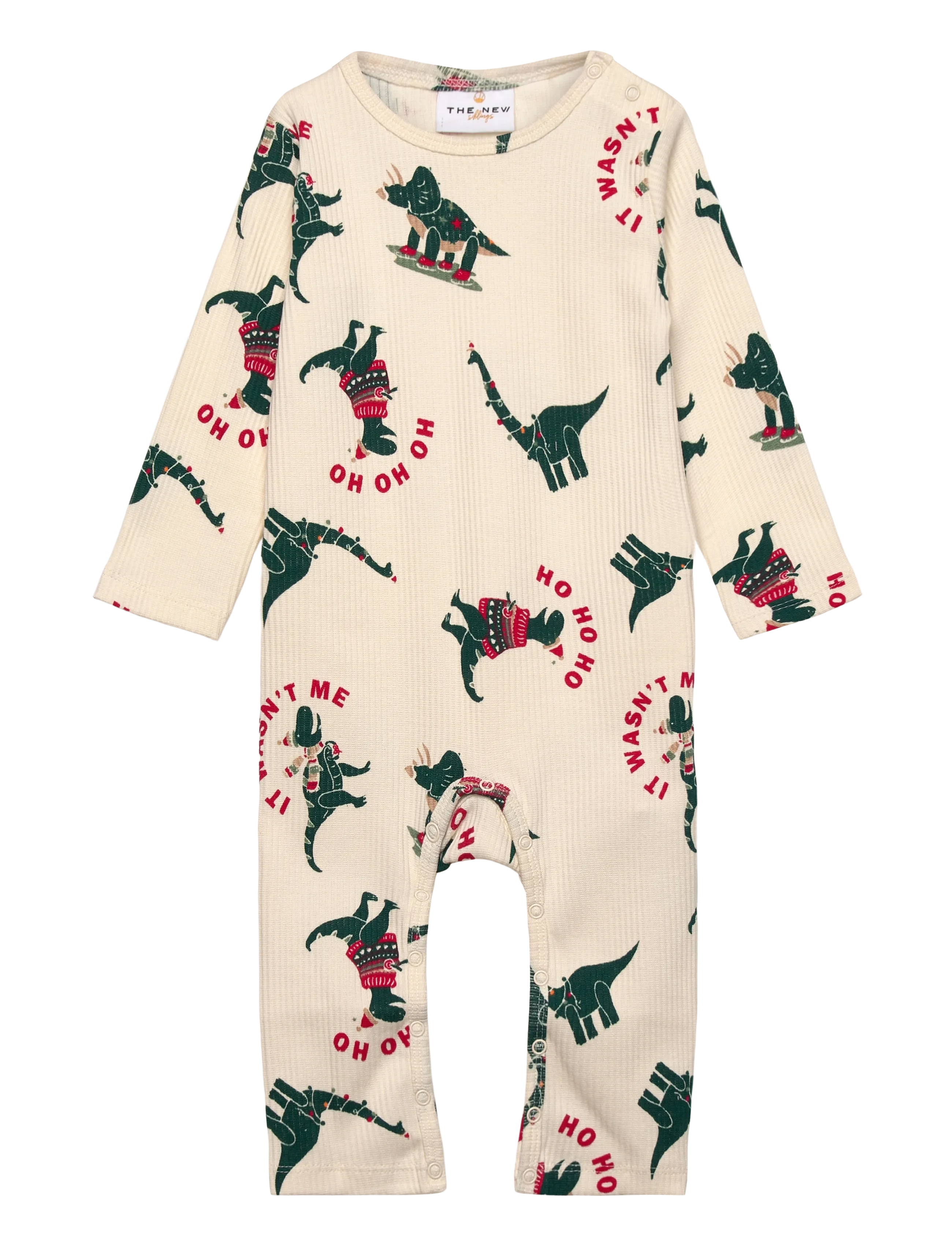 The New TNSBHoliday L_S Rib Jumpsuit - Strampler - GARDENIA DINO AOP / cream