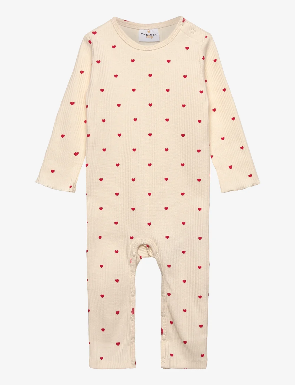 The New - TNSBHoliday L_S Heart Rib Jumpsuit - långärmade bodysuits - gardenia aop - 0