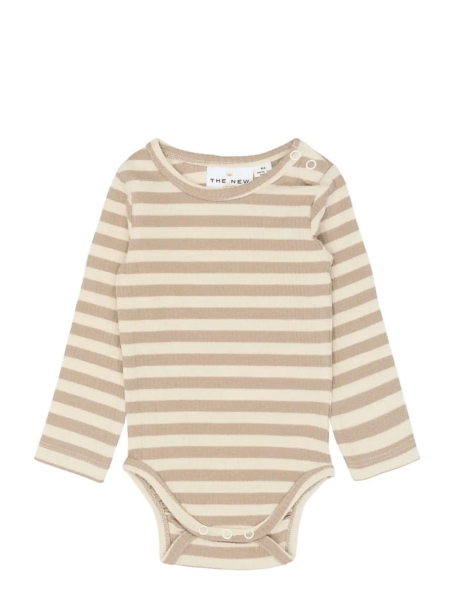 The New - TNSBFro L_S Rib Body - langærmede bodyer - humus striped - 0