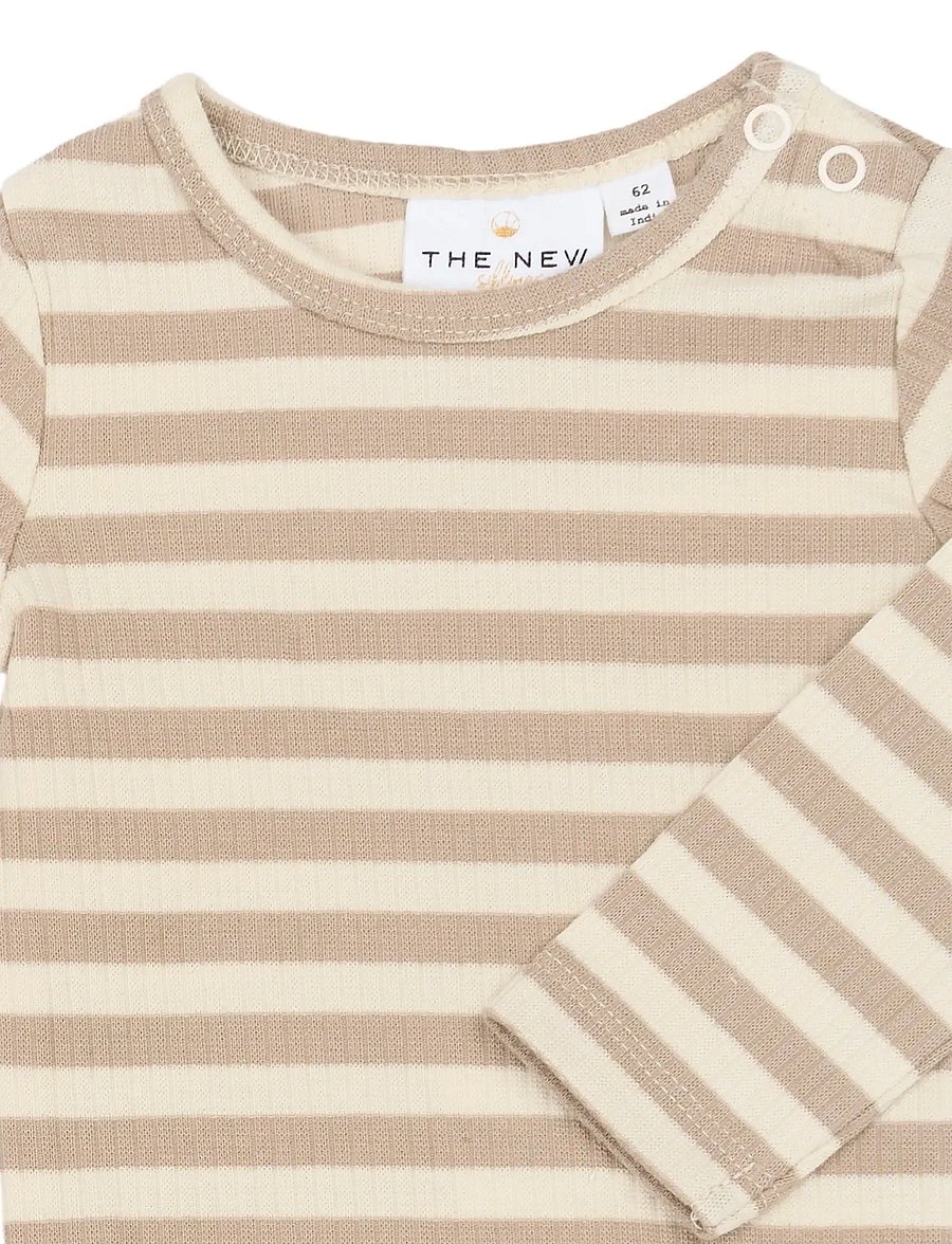 The New - TNSBFro L_S Rib Body - langærmede bodyer - humus striped - 2