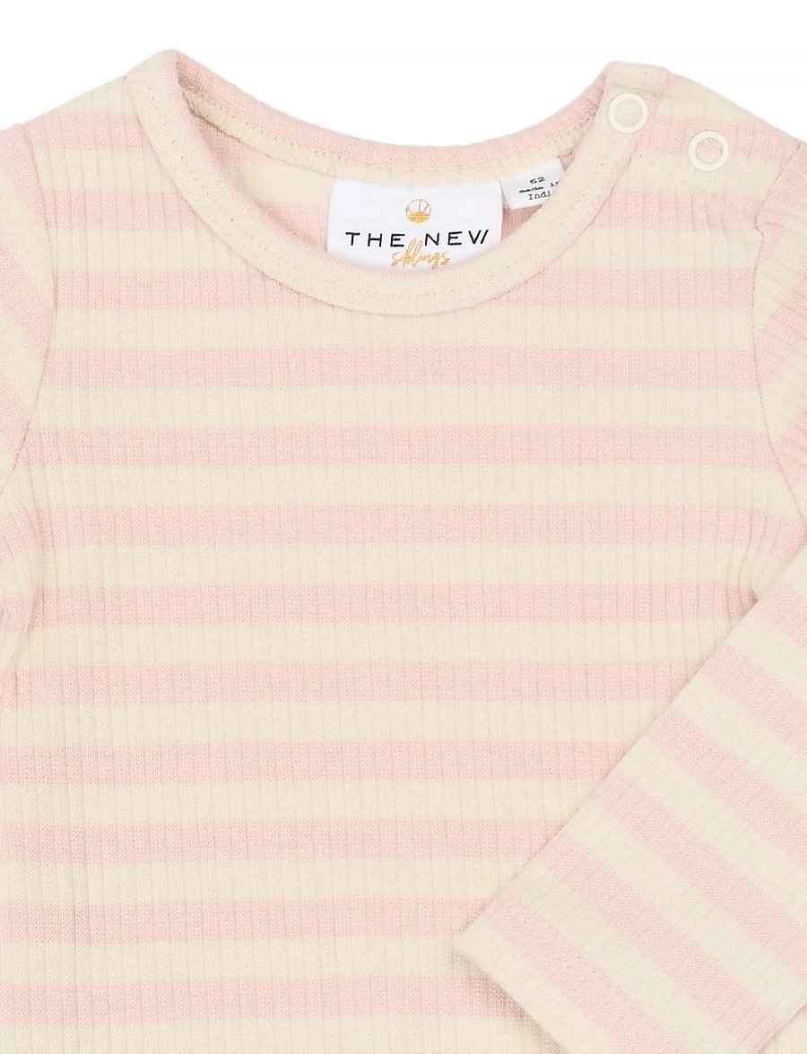 The New - TNSBFro L_S Rib Body - langærmede bodyer - peach whip striped - 2